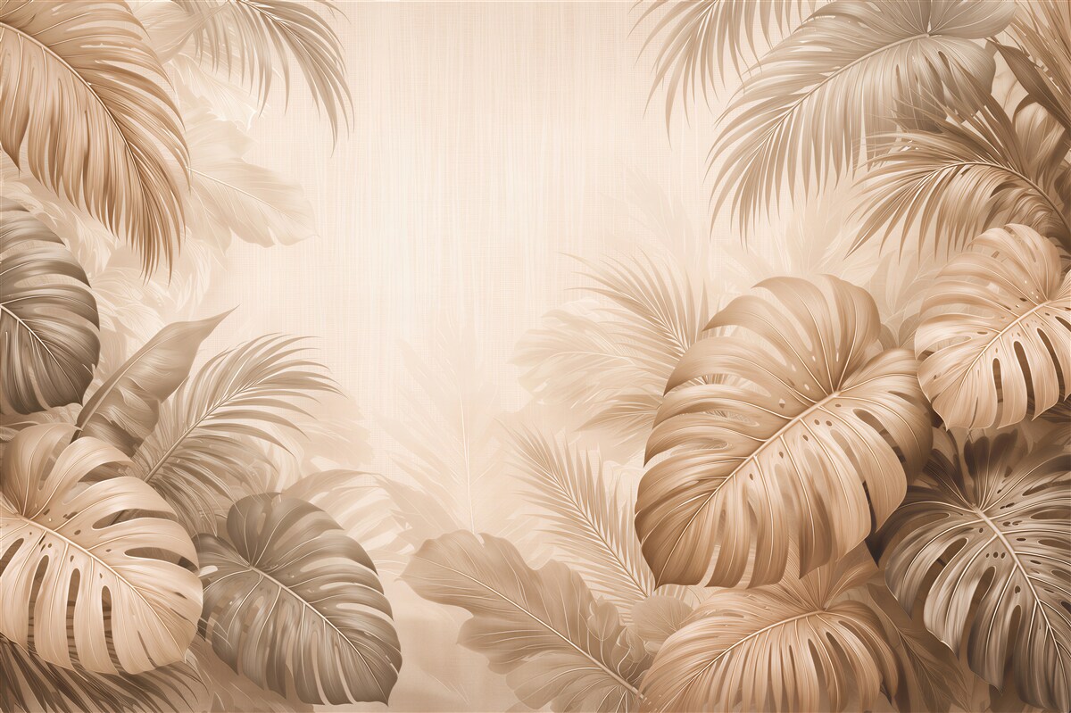 Fototapet Monstera bej în stil tropical