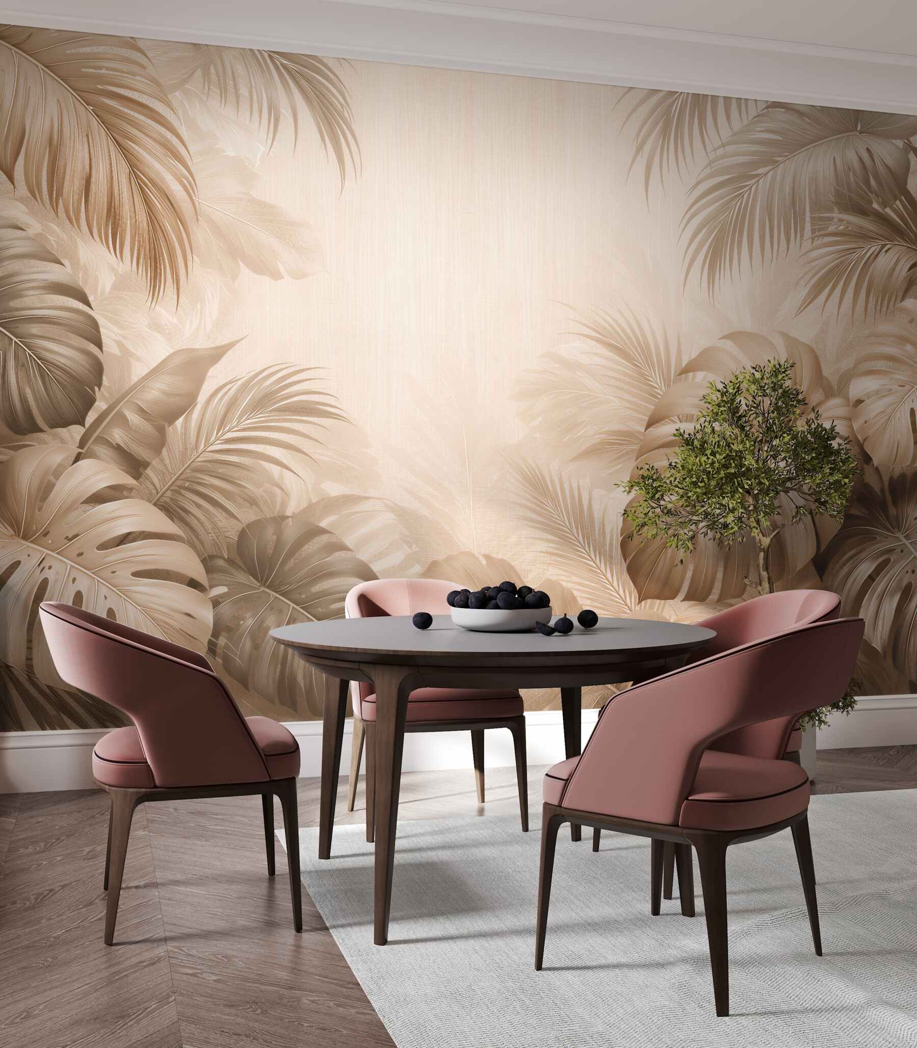 Fototapet Monstera bej în stil tropical
