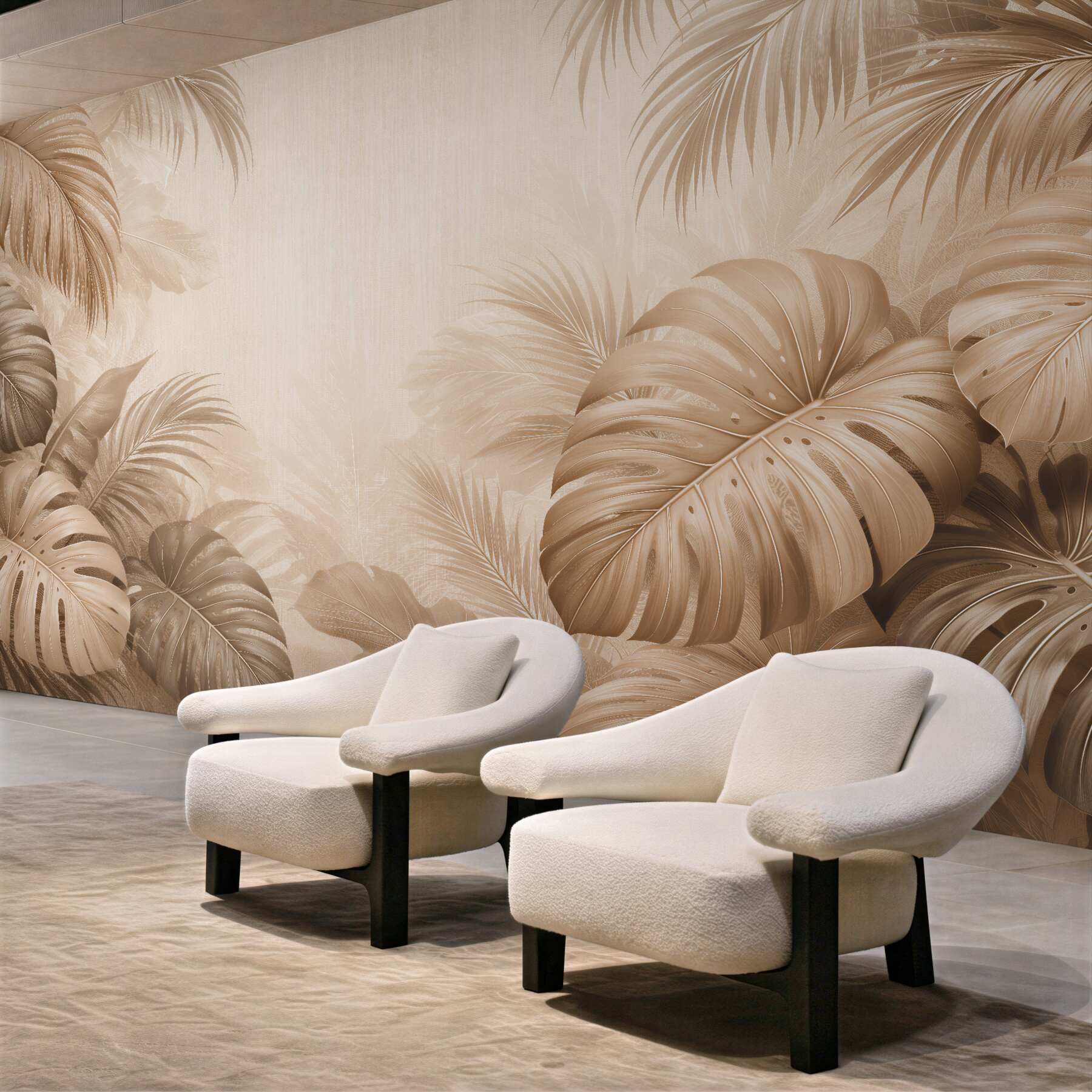 Fototapet Monstera bej în stil tropical