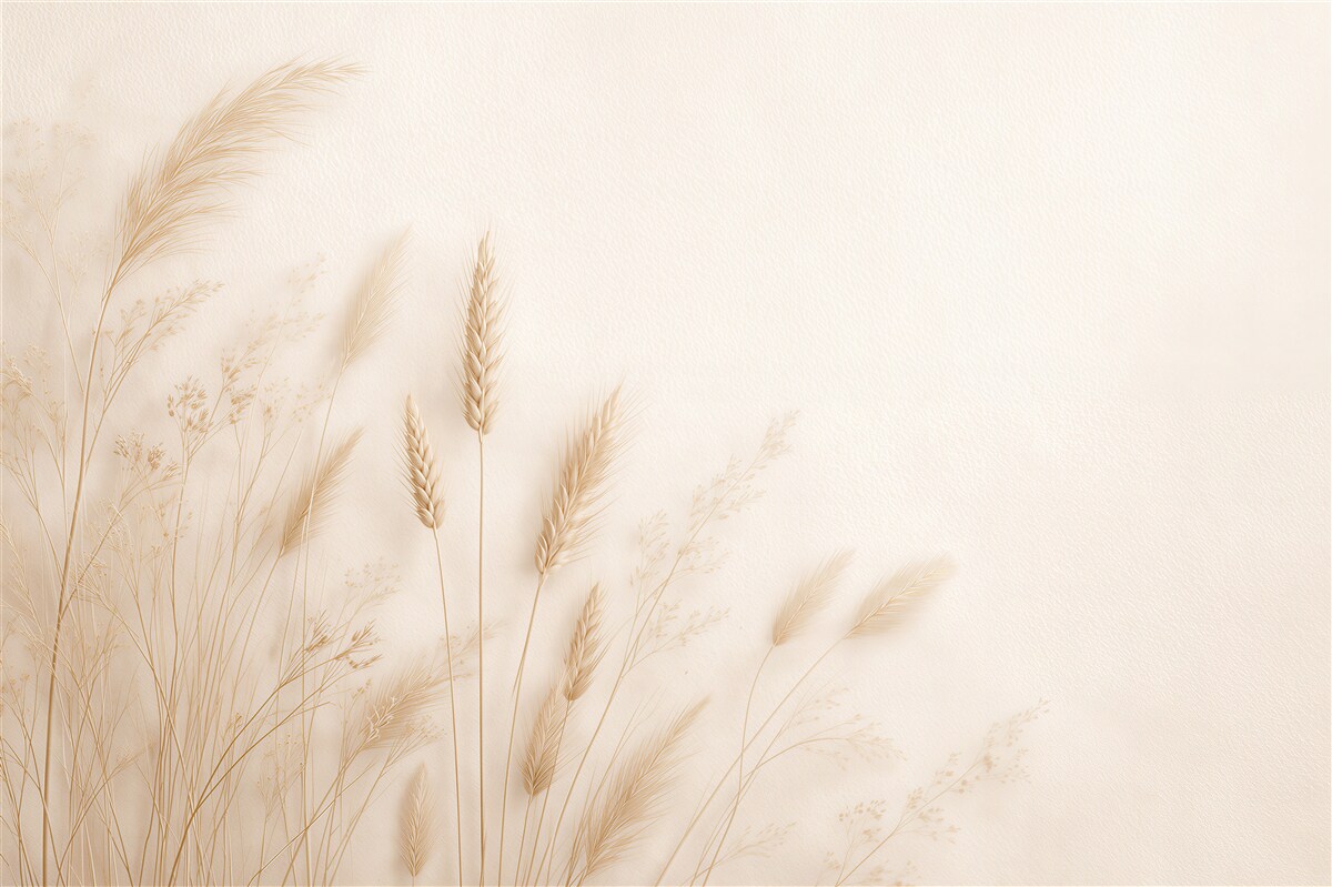 Fototapet Ierburi delicate în liniște crem