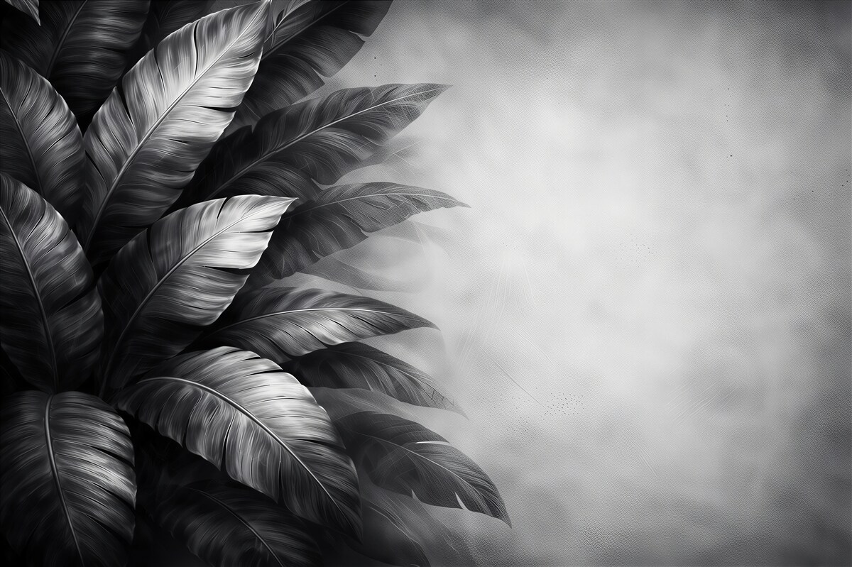 Fototapet Frunze monocrome de eleganță tropicală