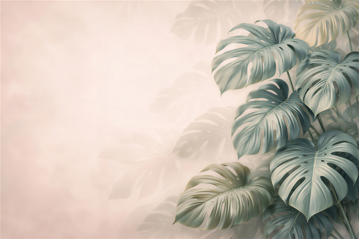 Fototapet Monstera în ceață pudrată