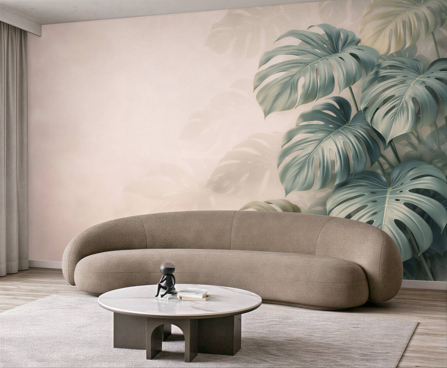 Fototapet Monstera în ceață pudrată
