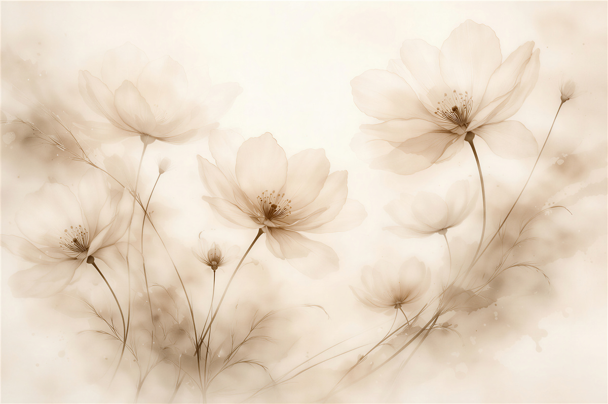 Fototapet Flori delicate în ceață cremoasă