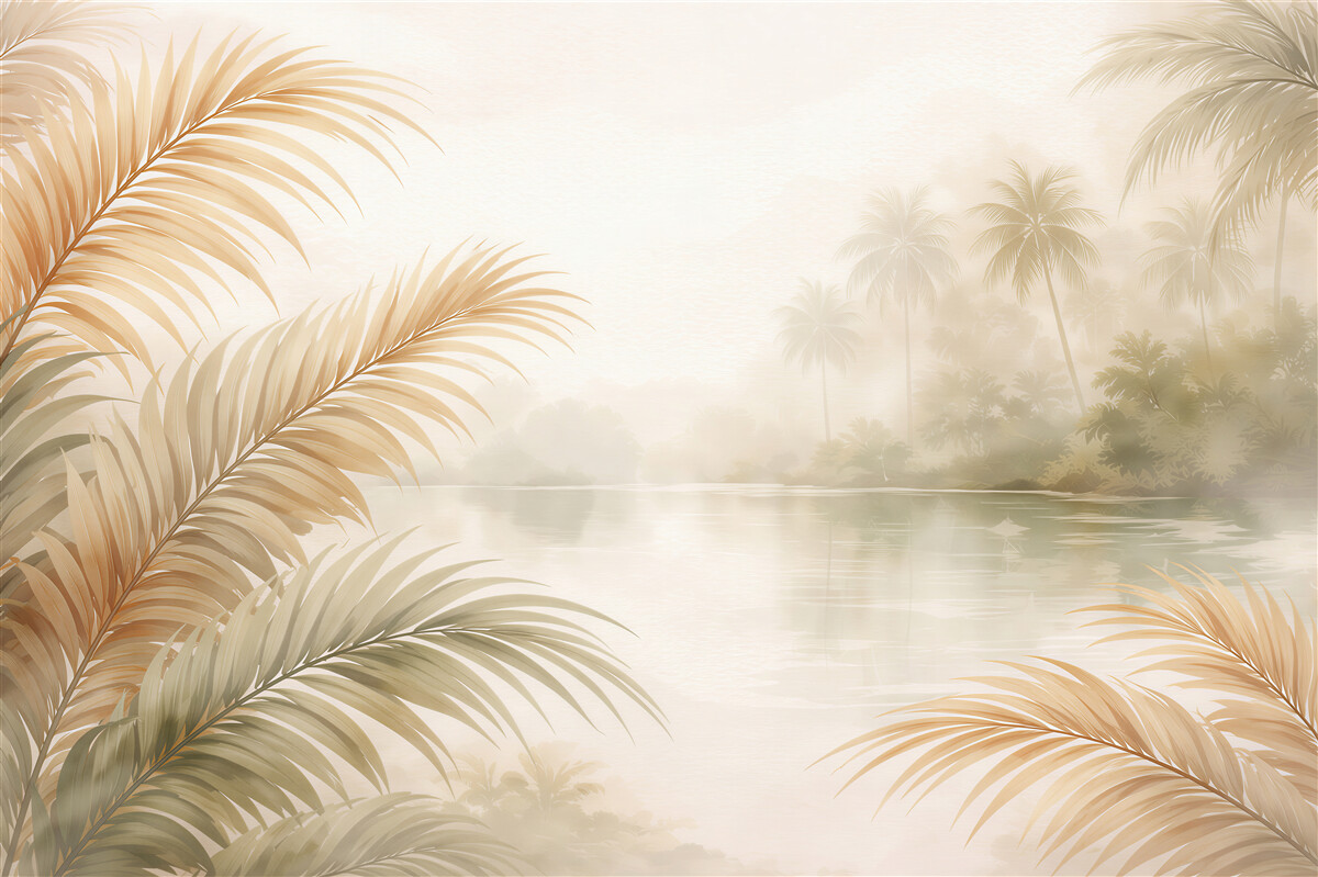Fototapet Lagună tropicală în ceață pastelată