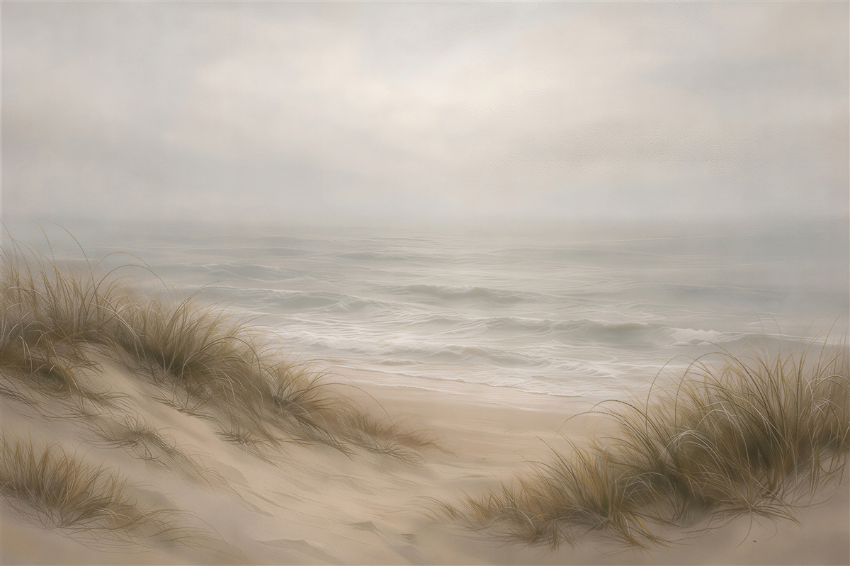 Fototapet Plajă cețoasă cu dune marine
