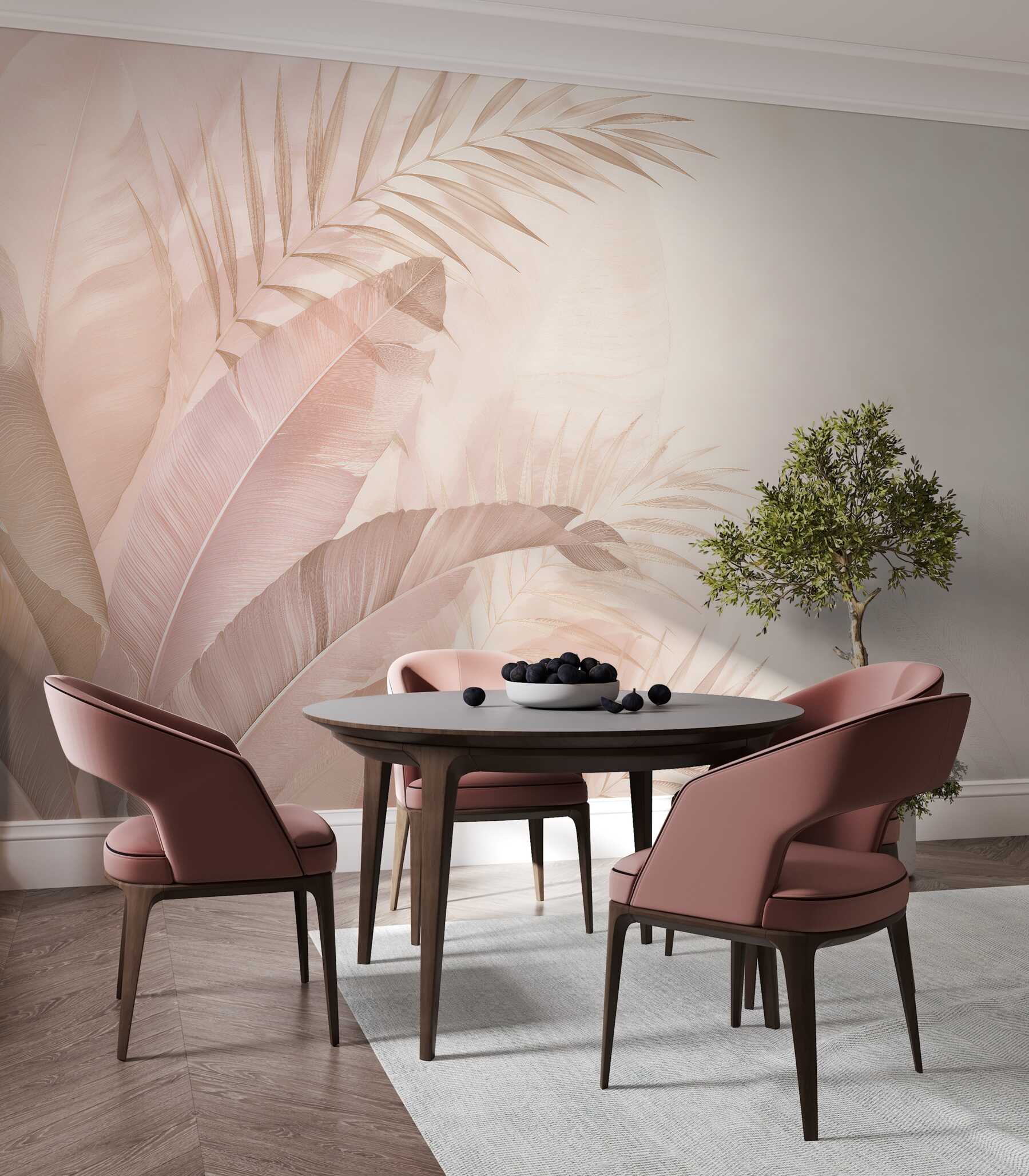 Fototapet Frunze tropicale pudrate