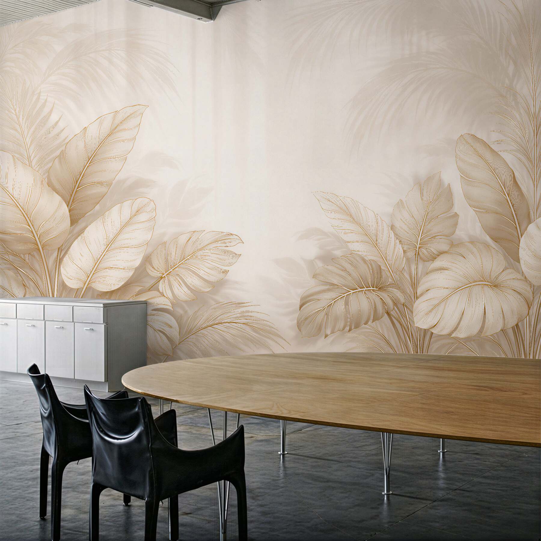 Fototapet Frunze aurii în eleganță tropicală