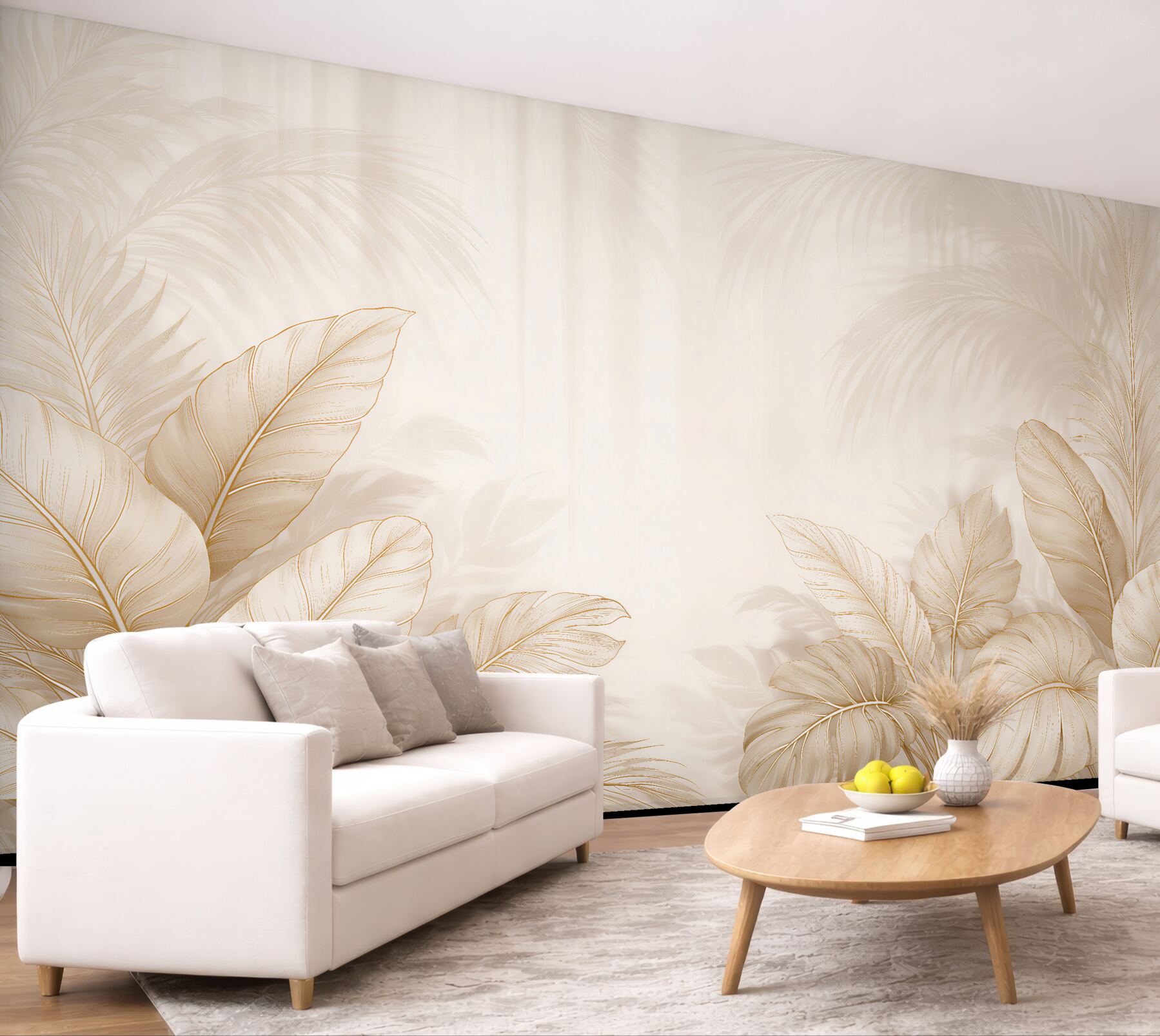Fototapet Frunze aurii în eleganță tropicală