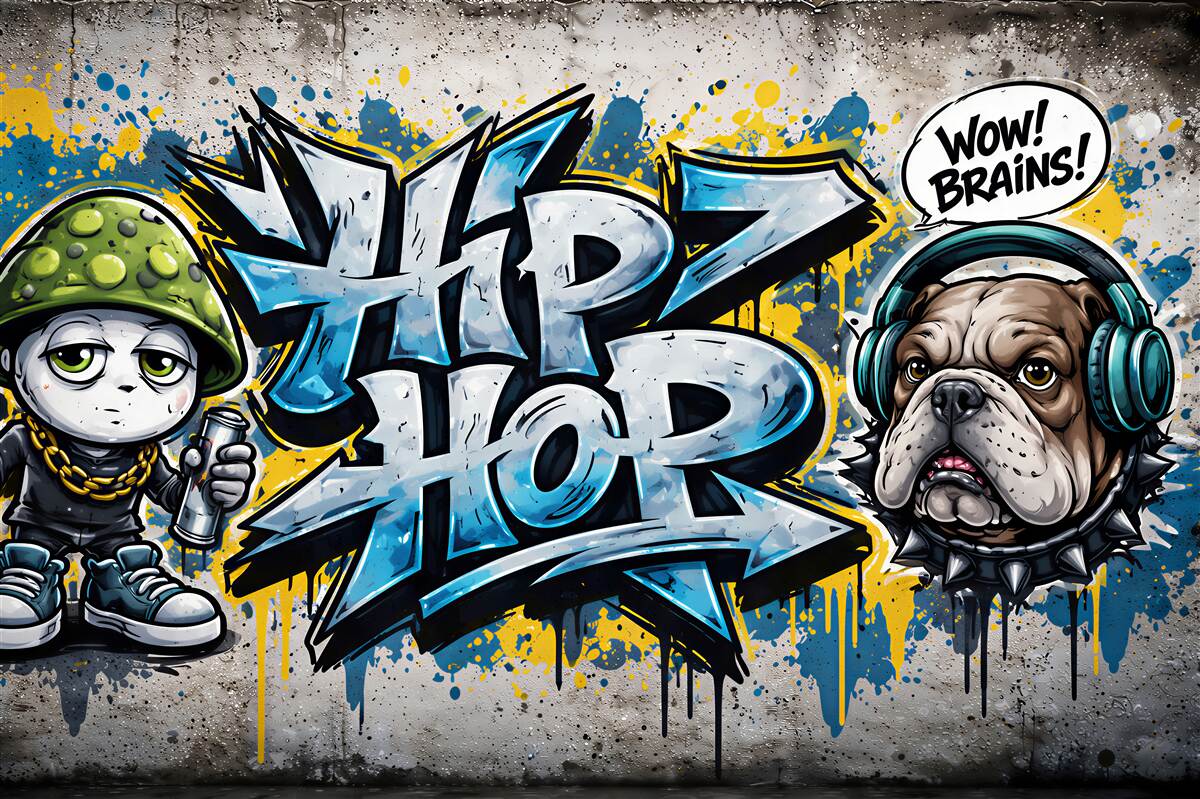 Fototapet Graffiti hip hop cu bulldog