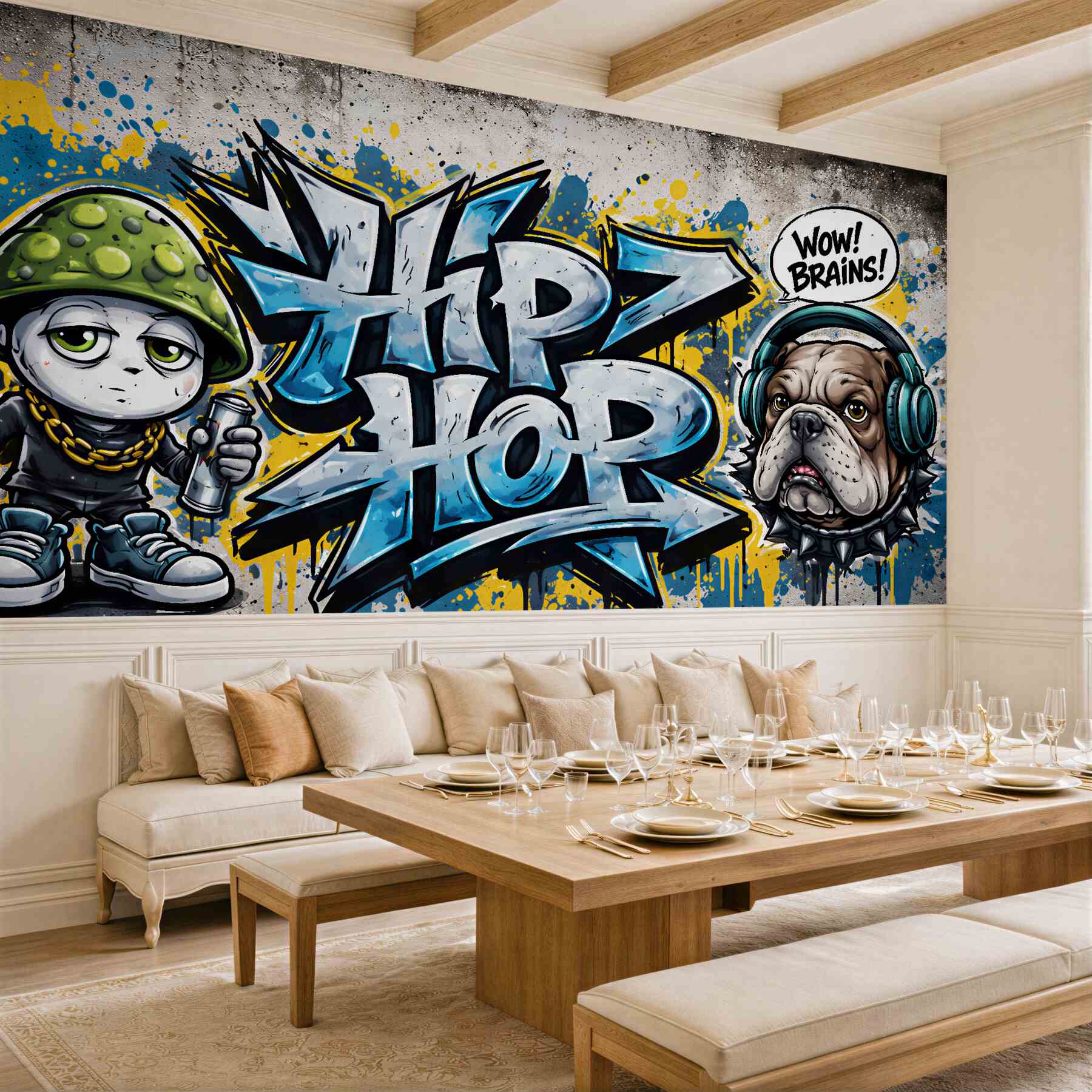 Fototapet Graffiti hip hop cu bulldog