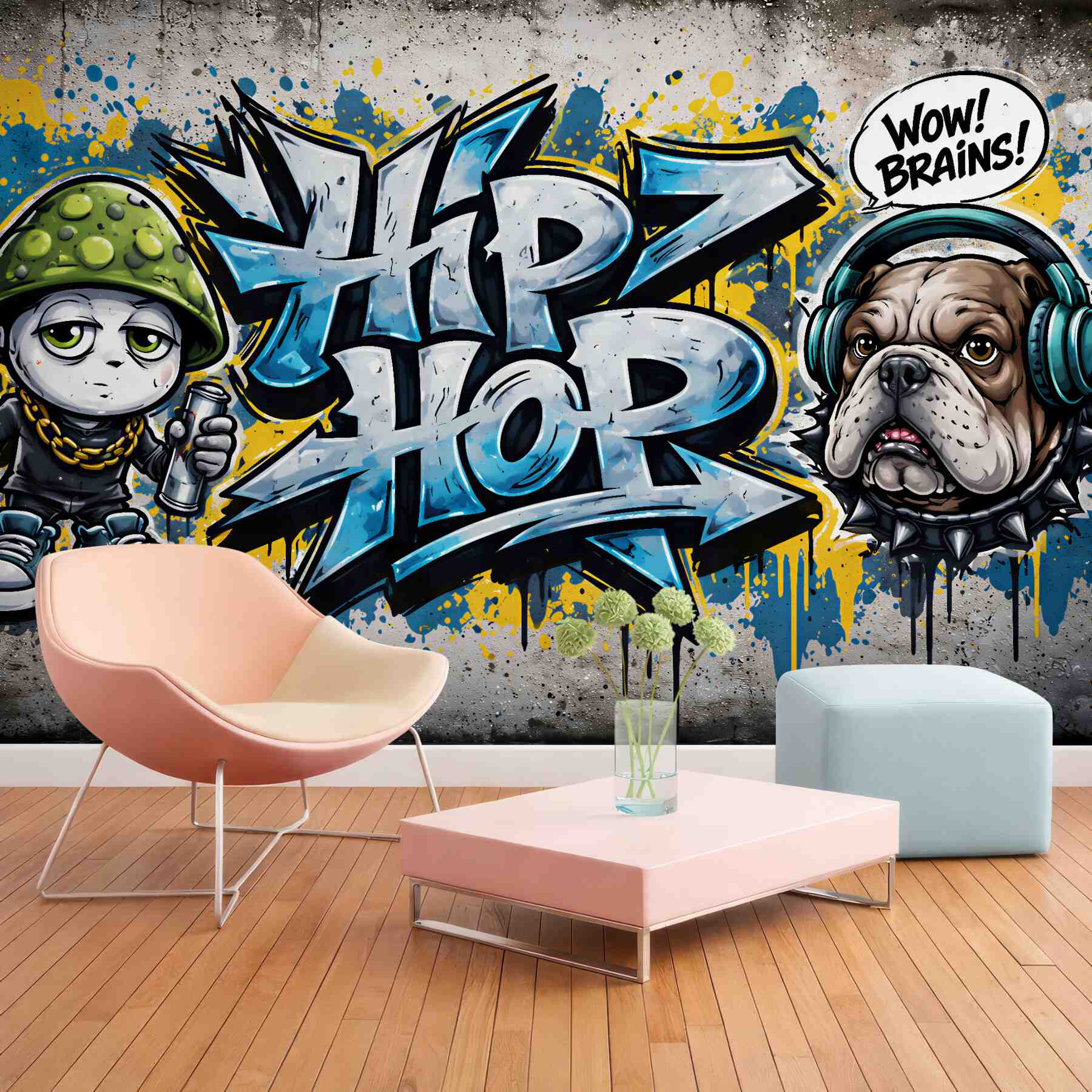 Fototapet Graffiti hip hop cu bulldog