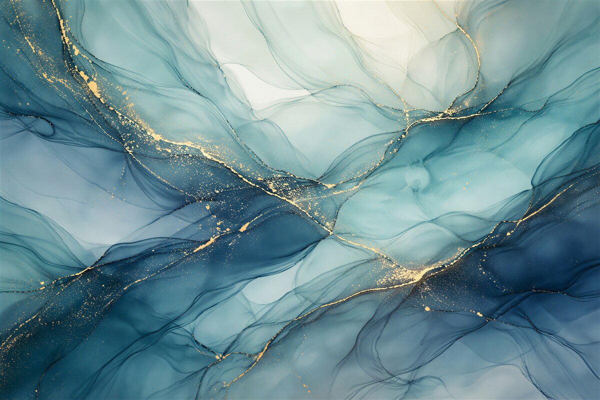 Fototapet Abstract turcoaz cu linie aurie