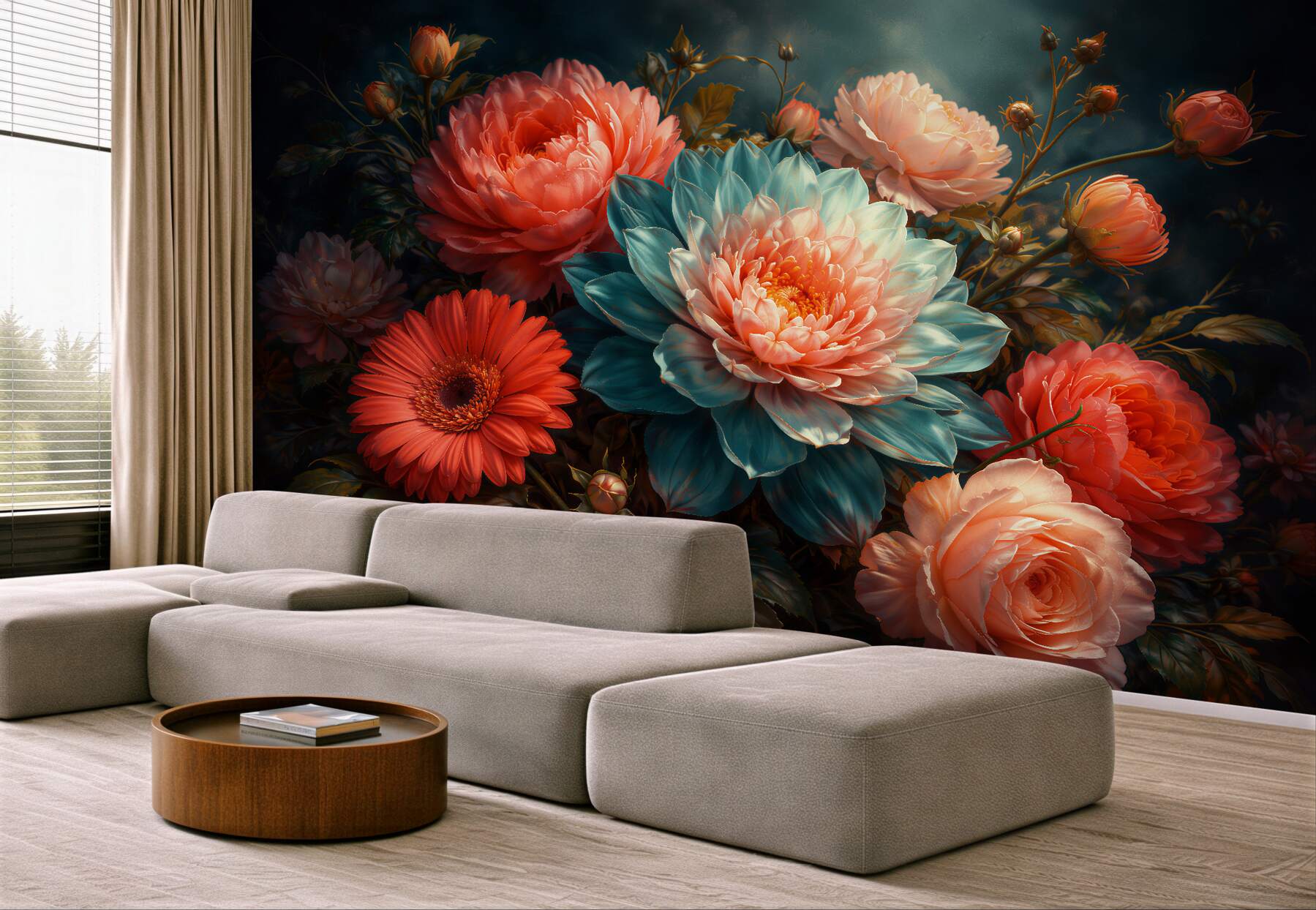 Fototapet Buchet luxos de flori în întuneric
