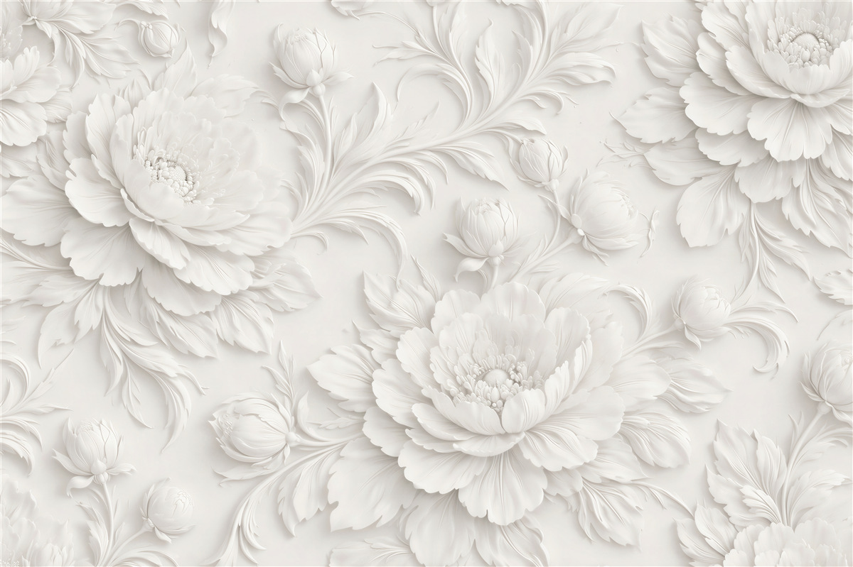 Fototapet Flori albe în relief elegant