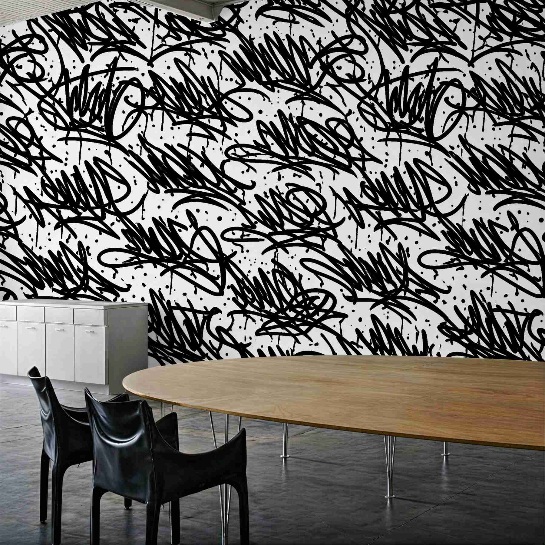 Fototapet Graffiti stradal alb-negru