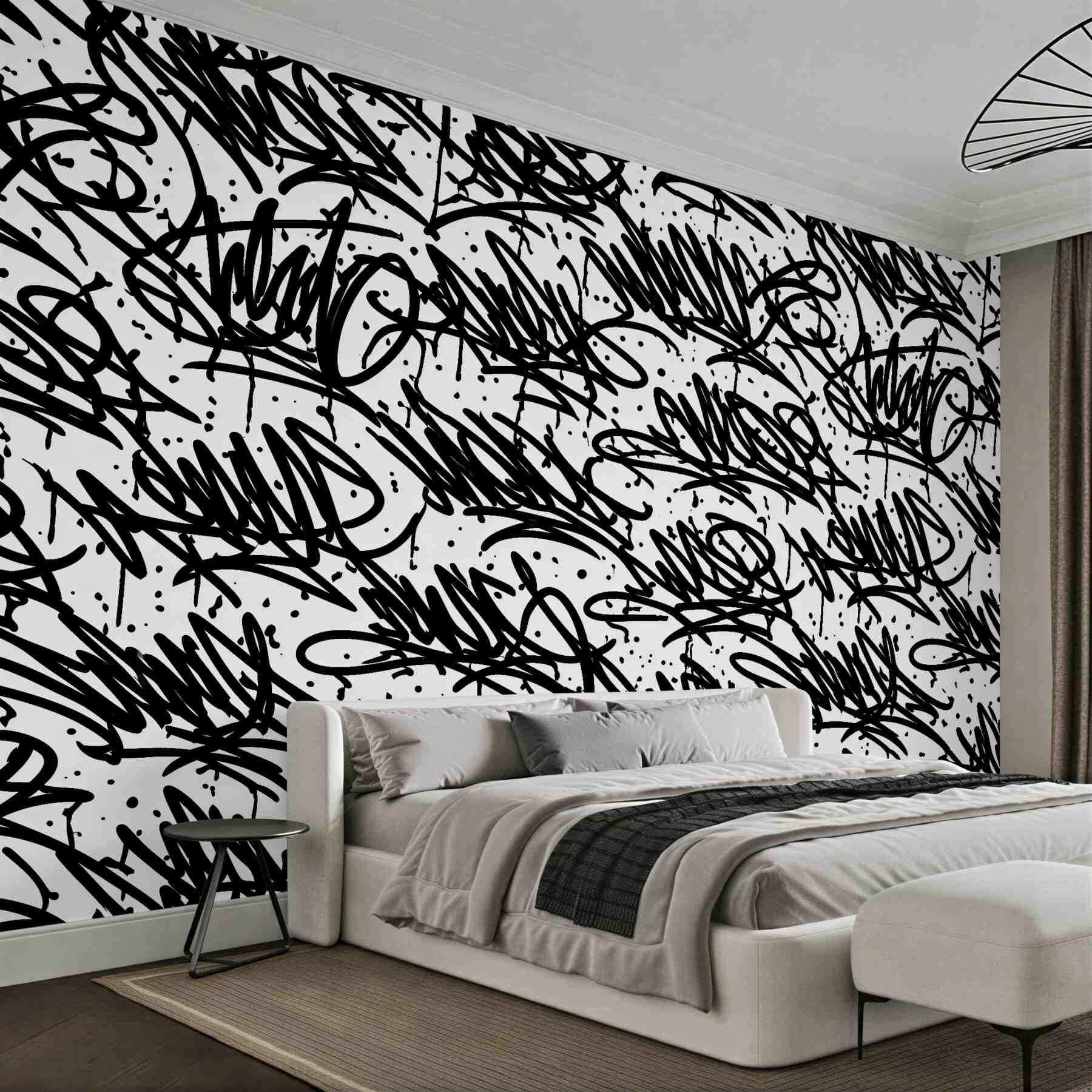 Fototapet Graffiti stradal alb-negru