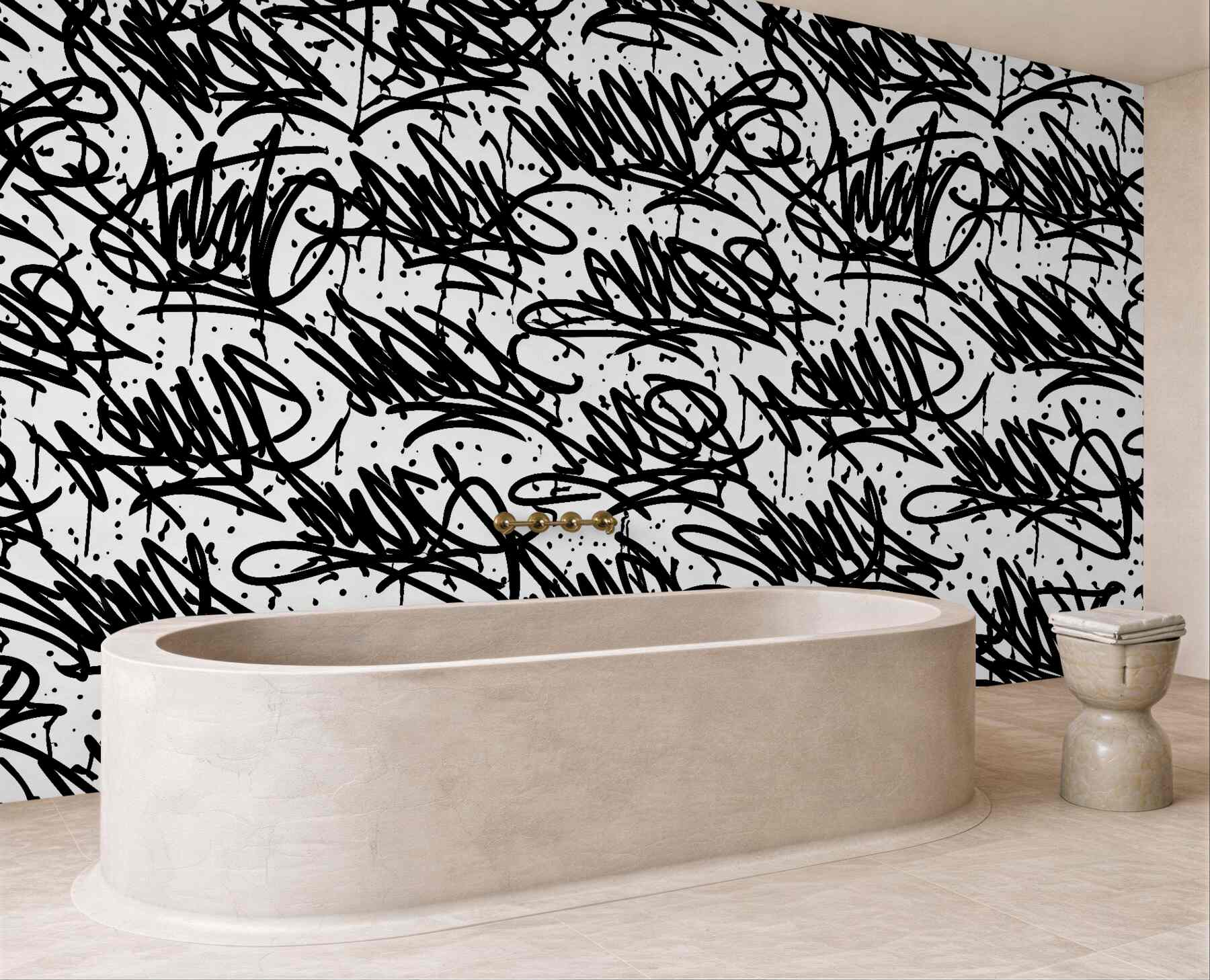 Fototapet Graffiti stradal alb-negru