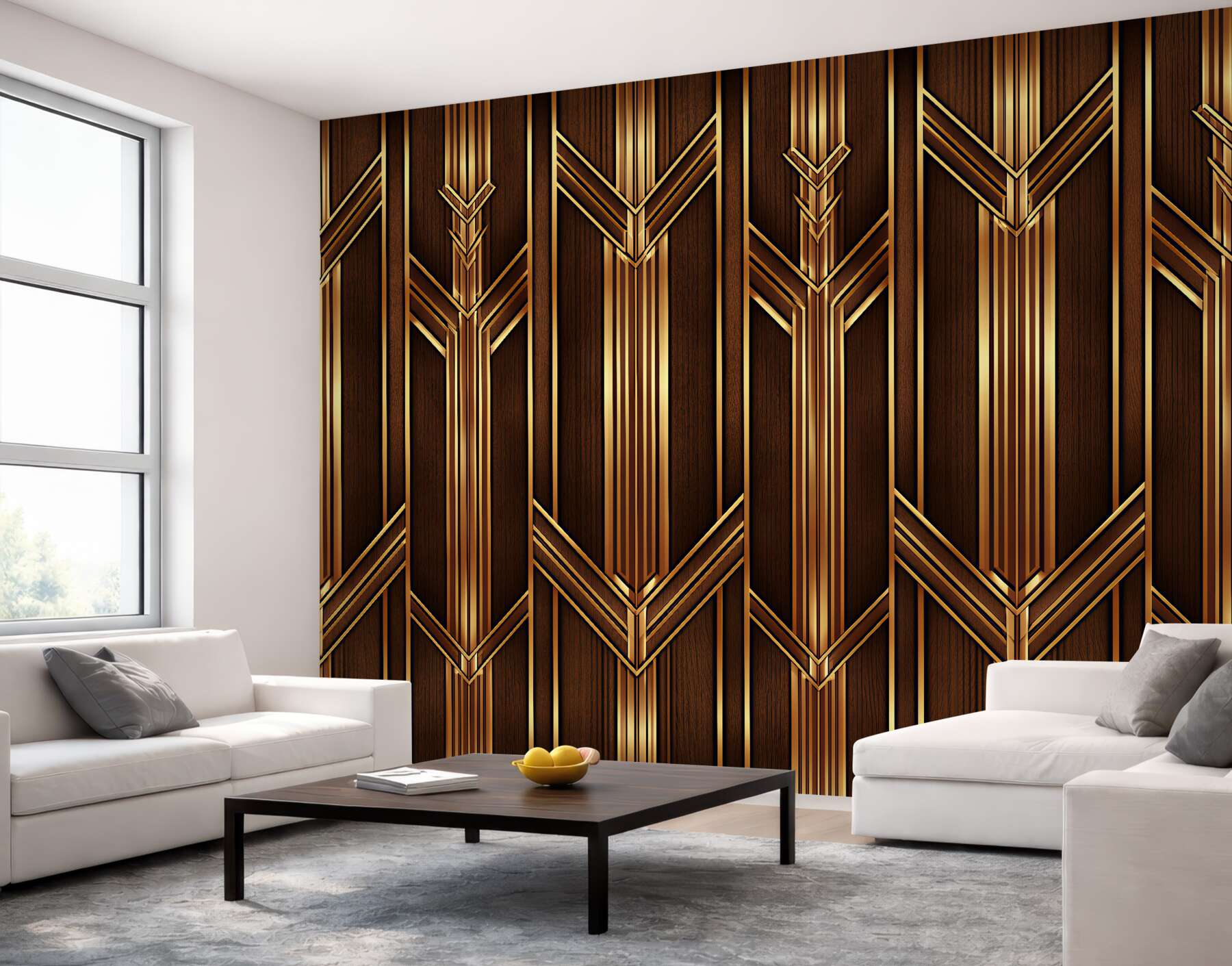 Fototapet Lemn geometric auriu glamour