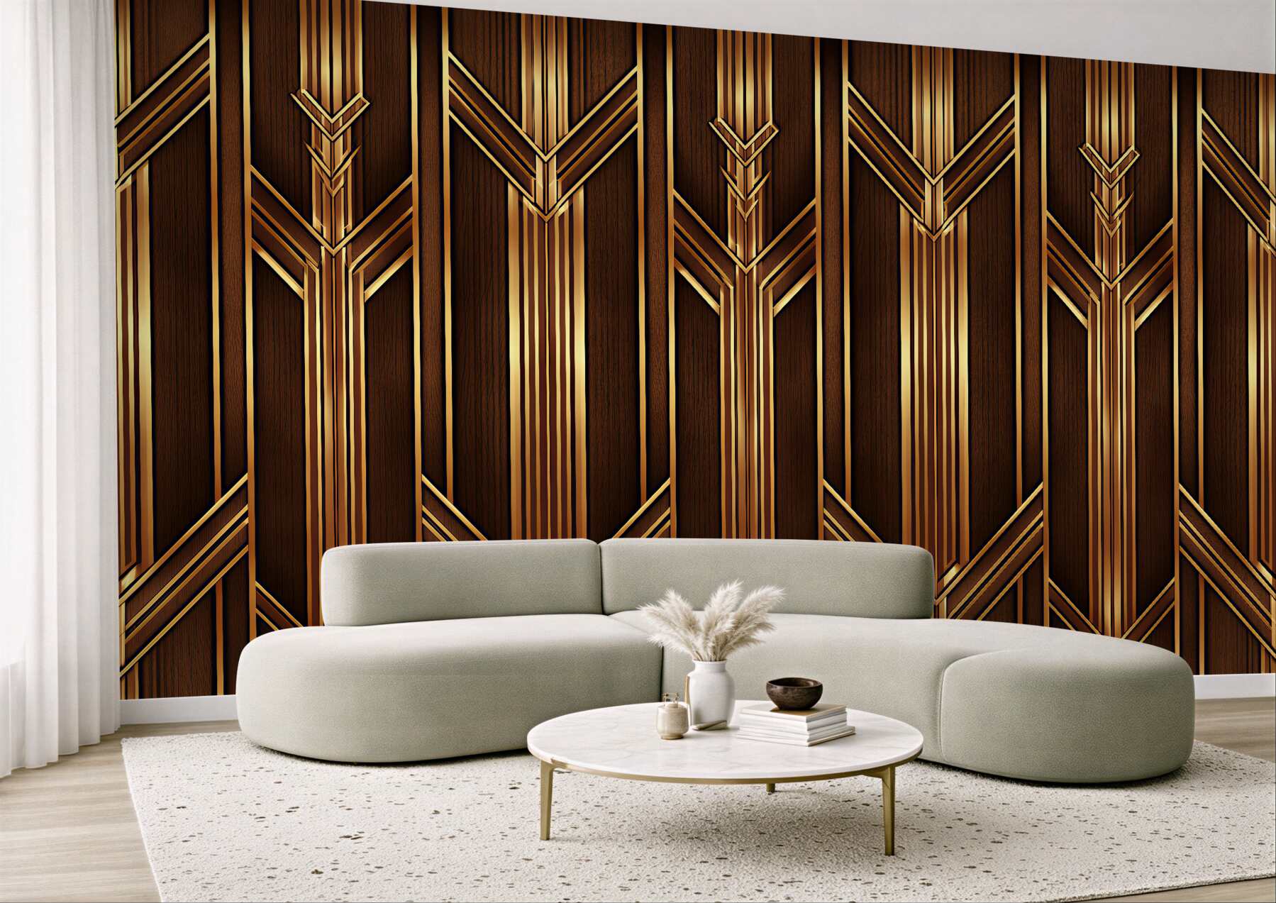 Fototapet Lemn geometric auriu glamour
