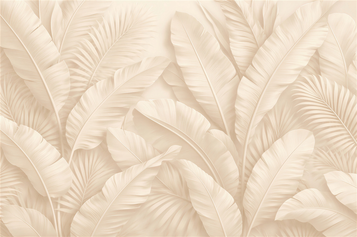 Fototapet Frunze de palmier crem 3D
