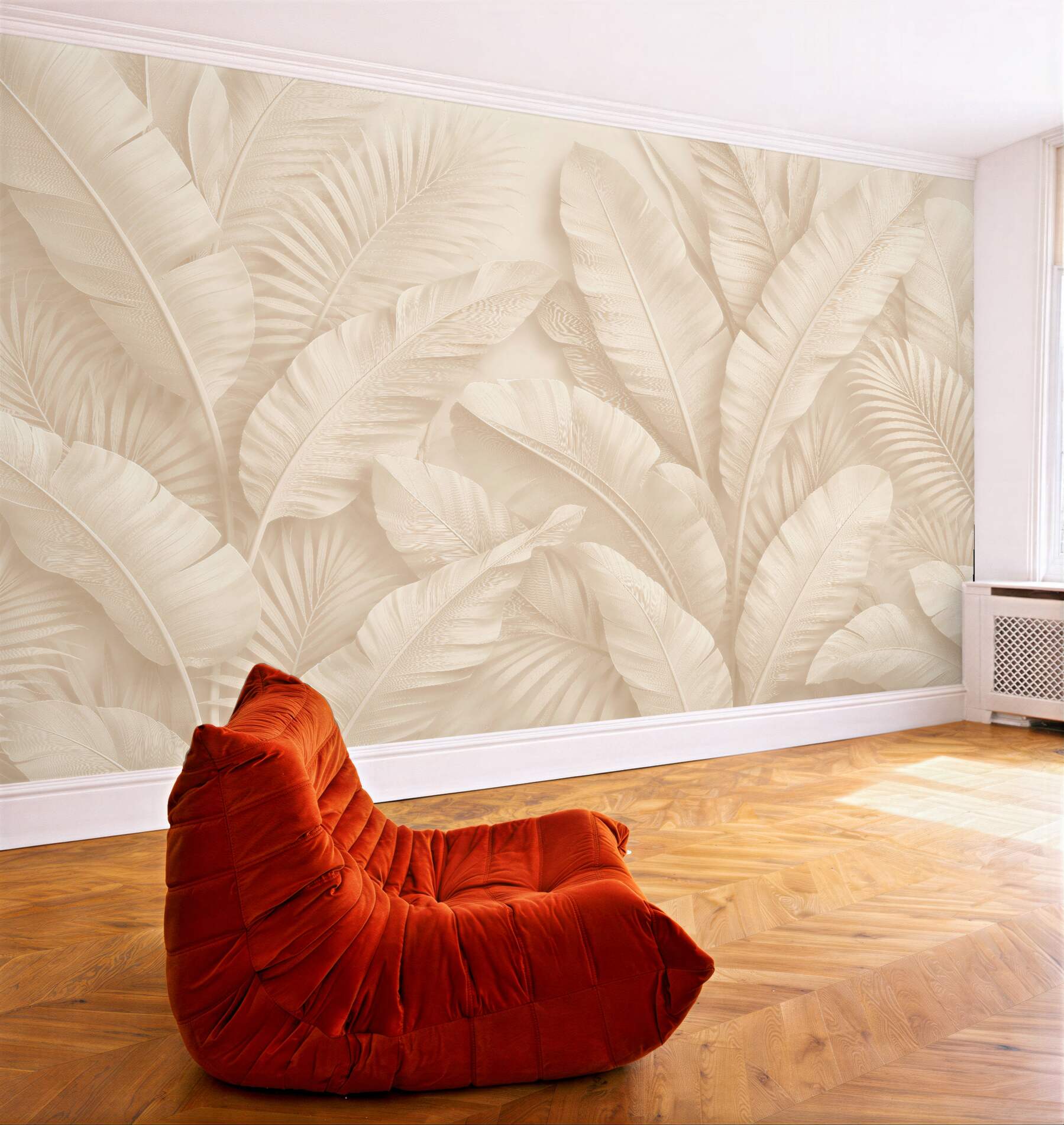 Fototapet Frunze de palmier crem 3D