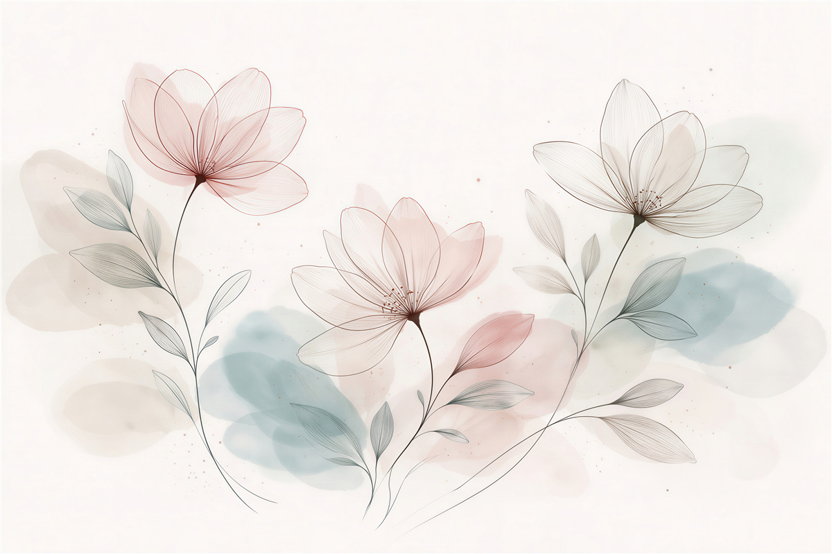Fototapet Flori delicate în tonuri pastelate
