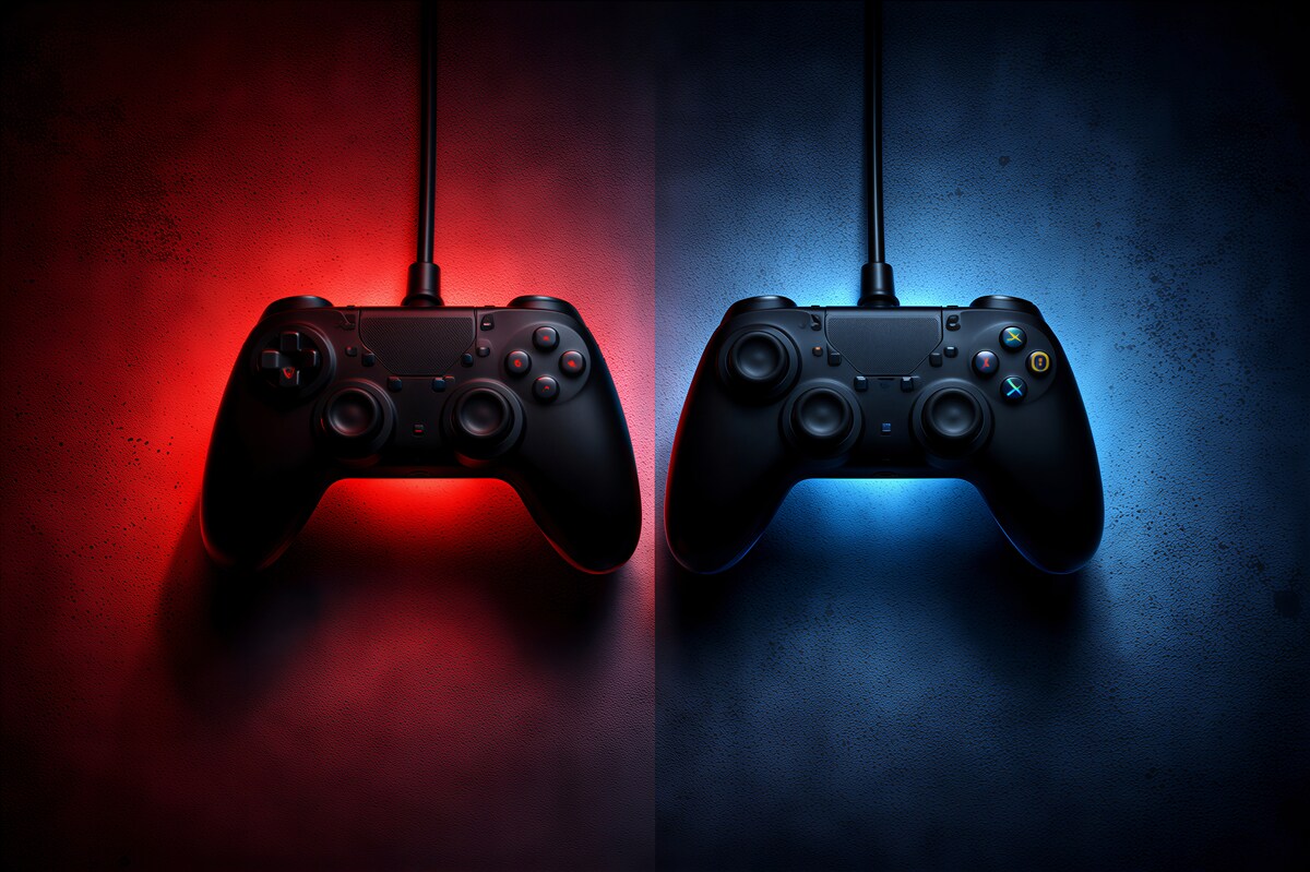 Fototapet Gamepaduri neon pentru gameri