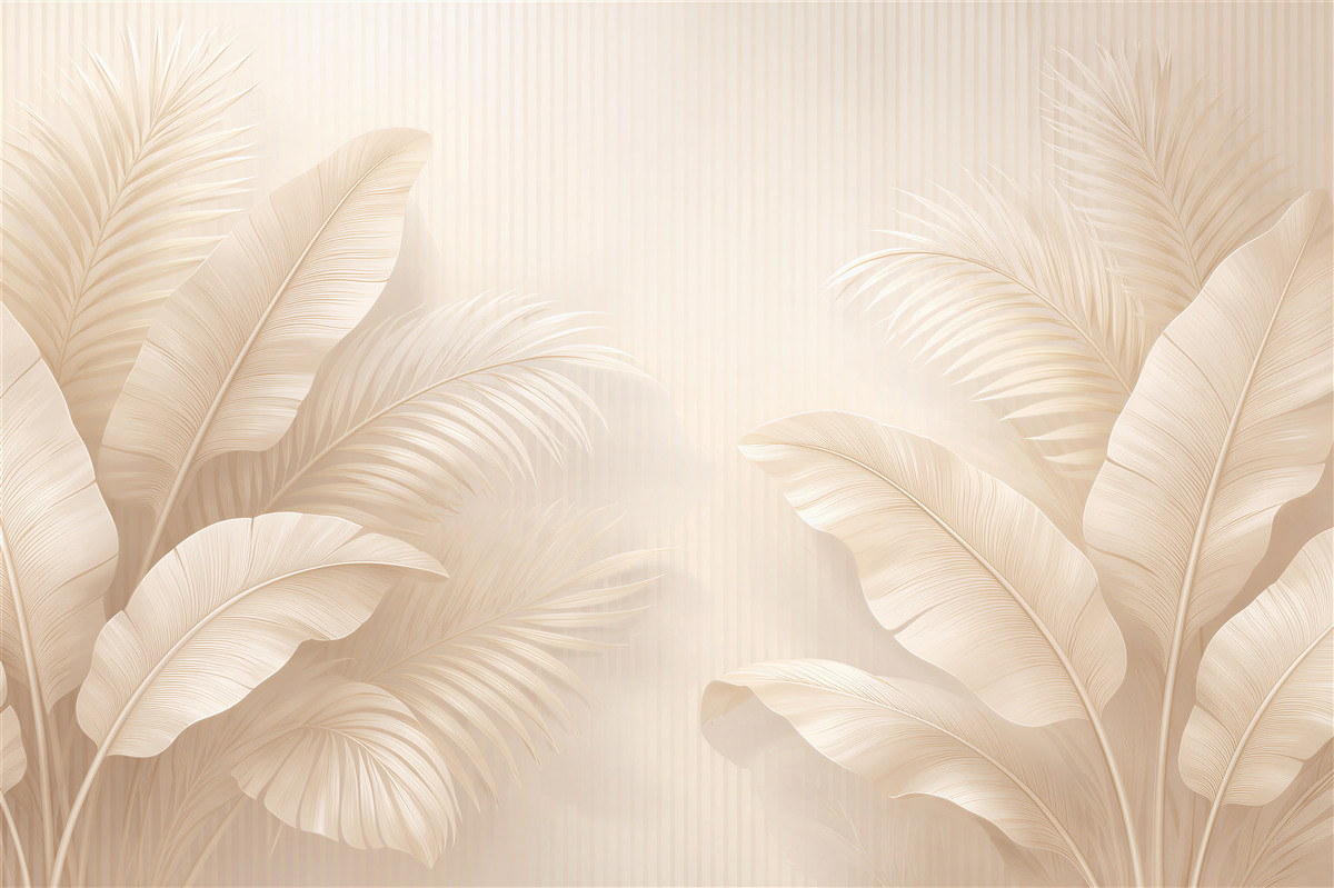 Fototapet Frunze tropicale bej 3D