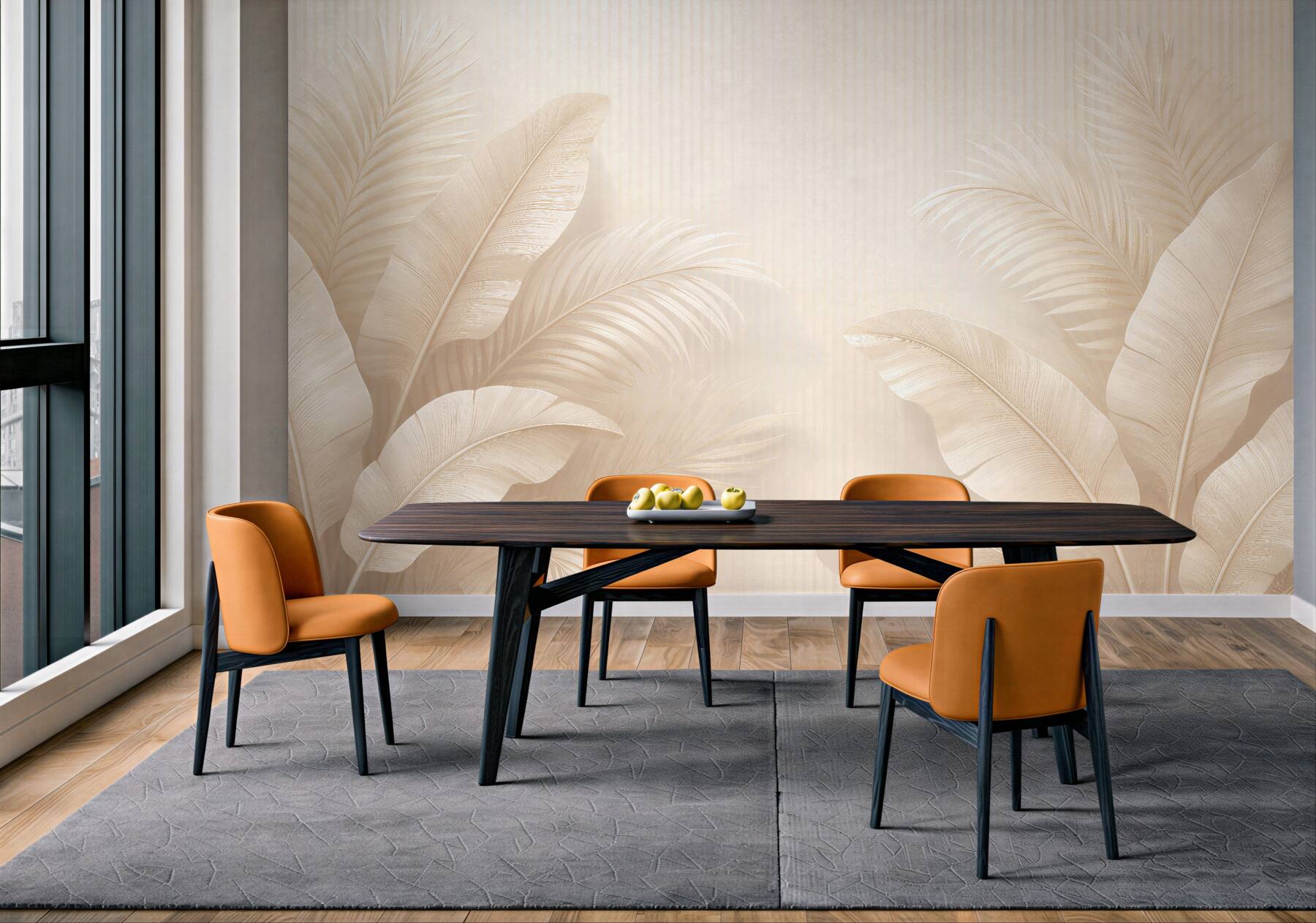 Fototapet Frunze tropicale bej 3D
