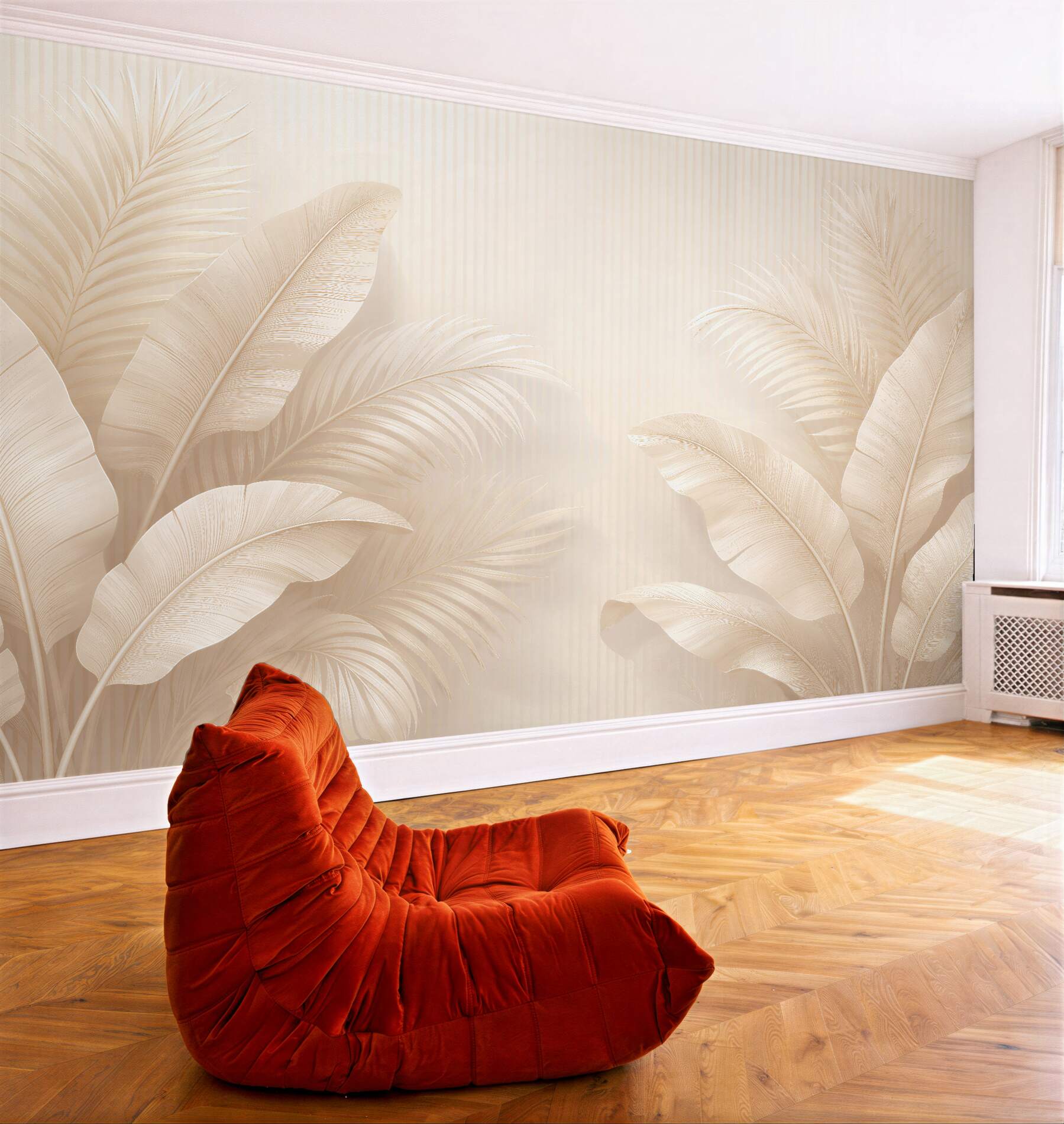 Fototapet Frunze tropicale bej 3D