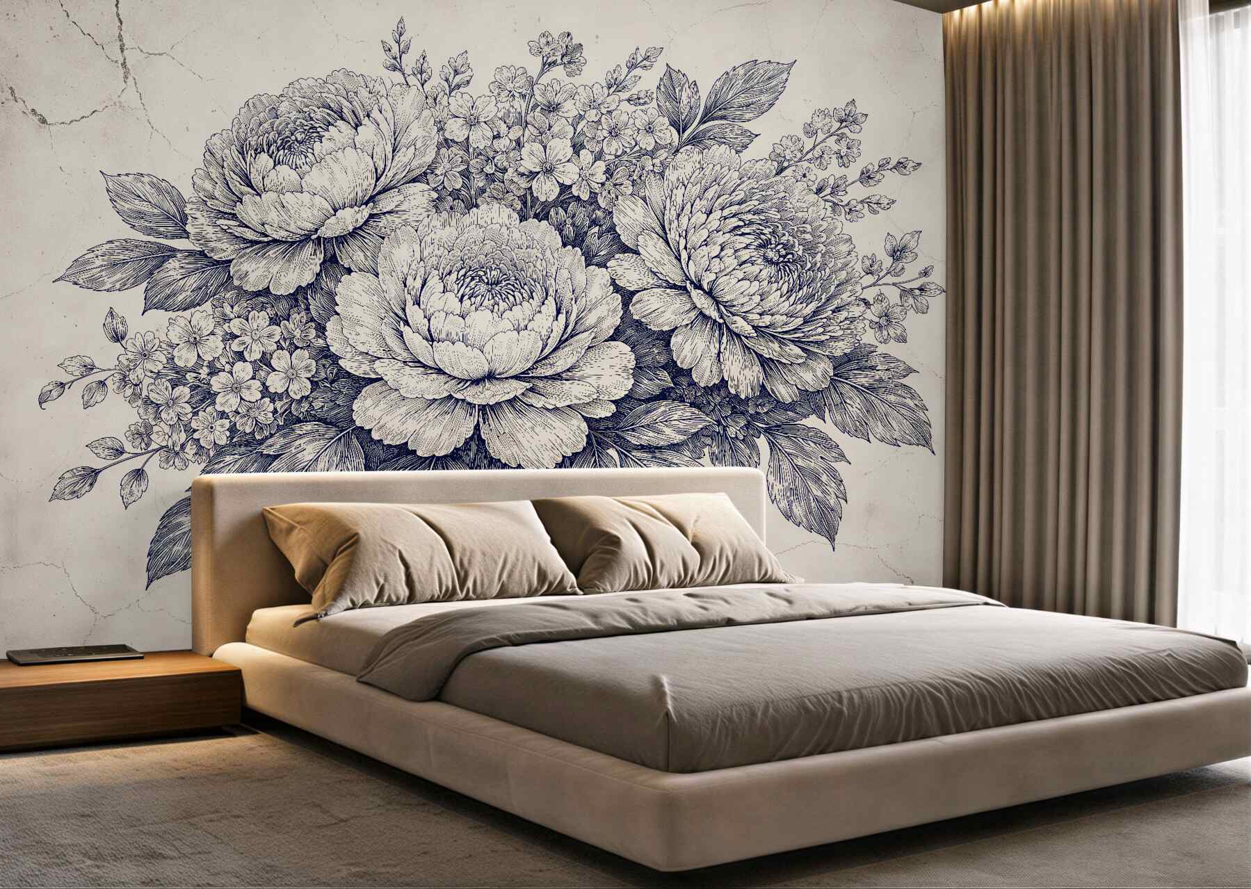Fototapet Schiță florală în stil retro