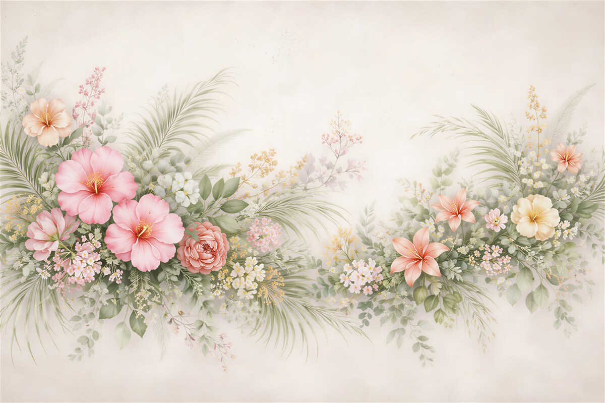 Fototapet Ghirlandă florală pastelată
