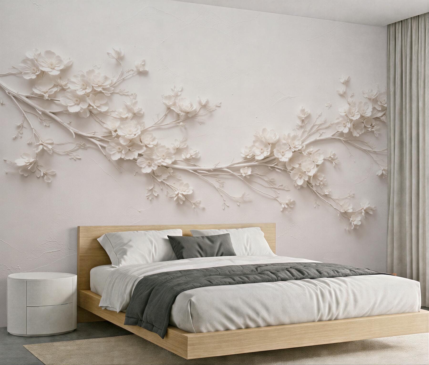 Fototapet Ramură florală crem 3D