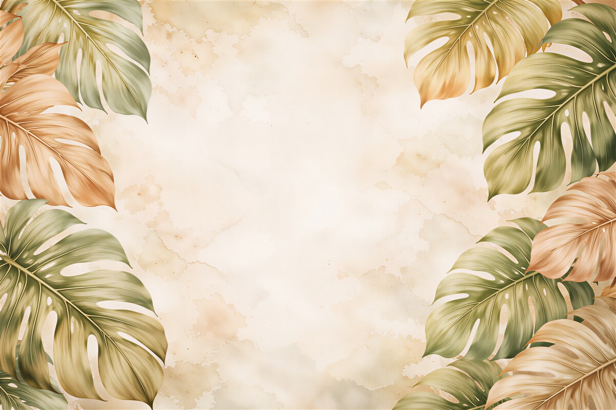 Fototapet Frunze tropicale de monstera în bej
