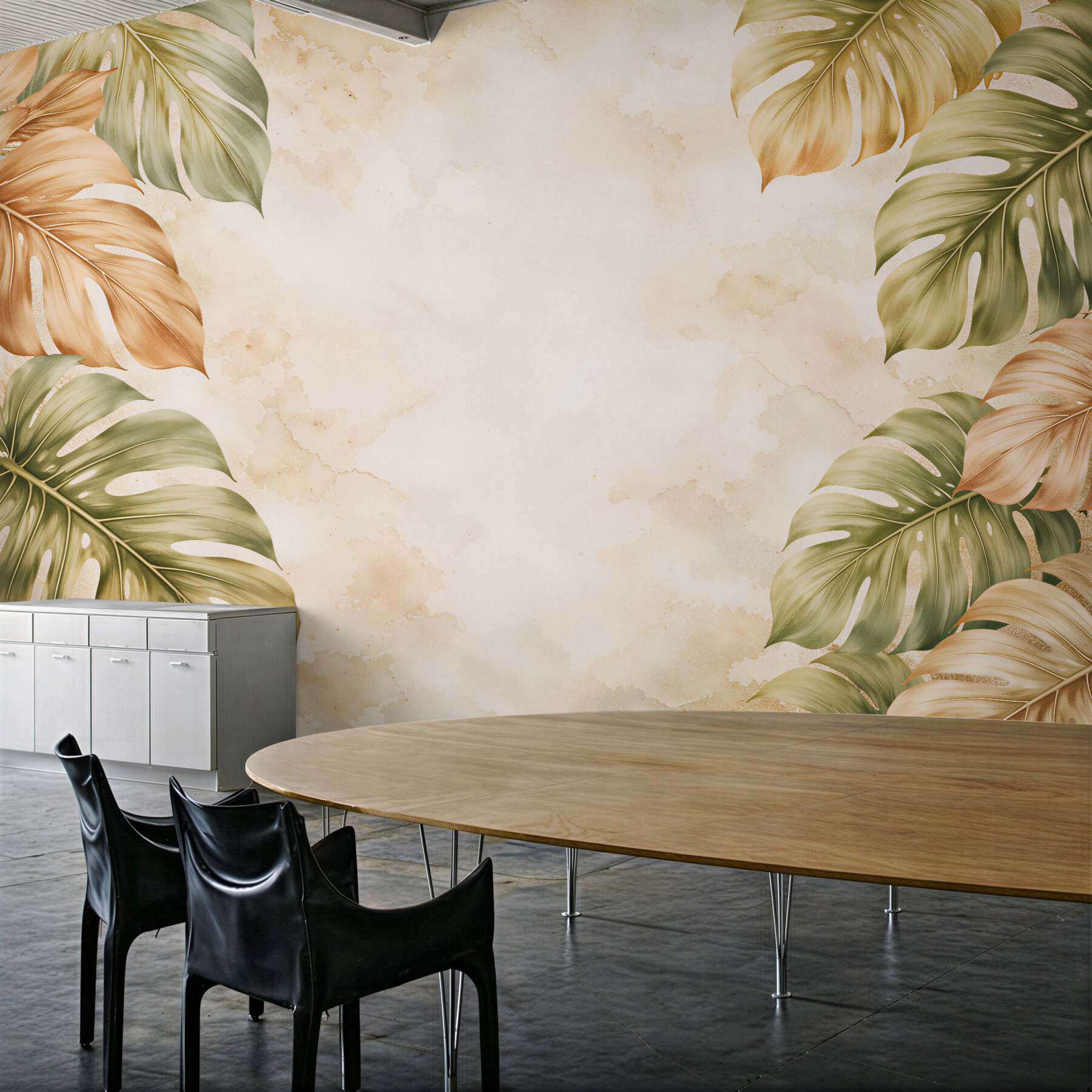 Fototapet Frunze tropicale de monstera în bej