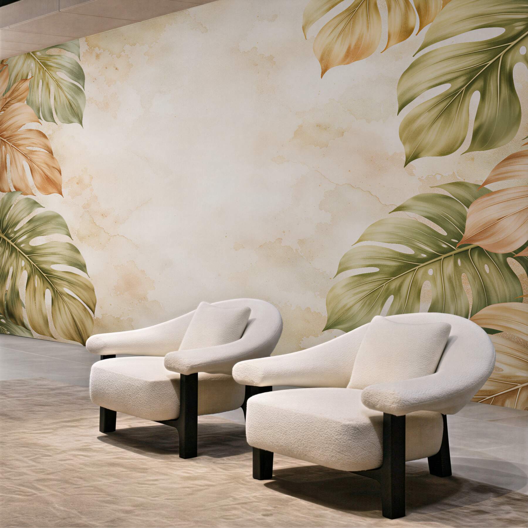 Fototapet Frunze tropicale de monstera în bej