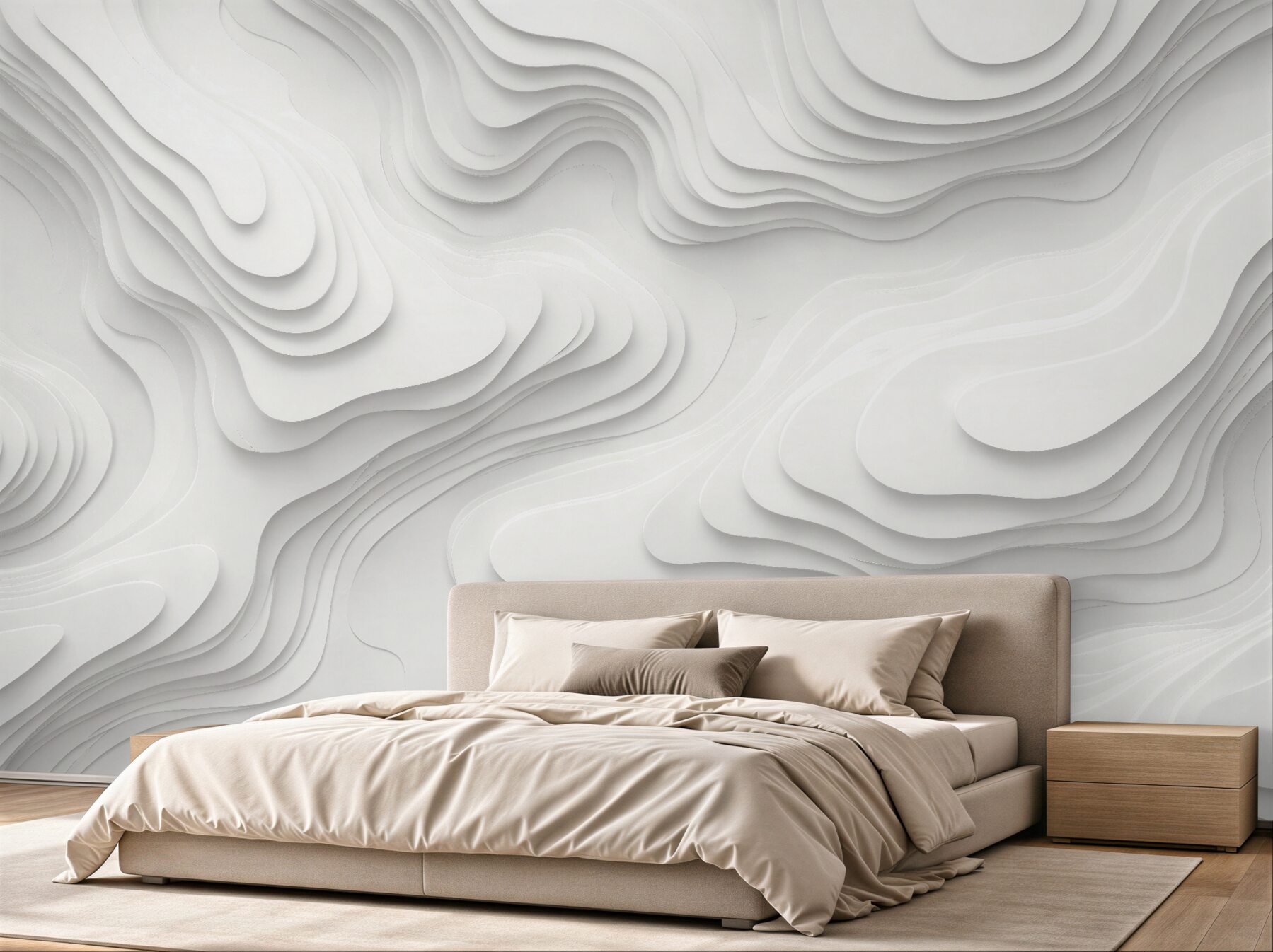 Fototapet Straturi organice albe 3D