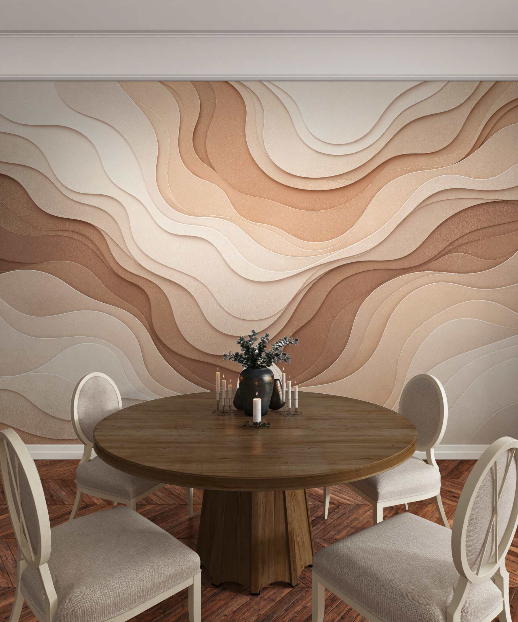Fototapet Valuri de relief bej 3D