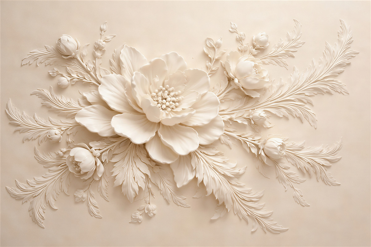 Fototapet Floare în relief în bej elegant