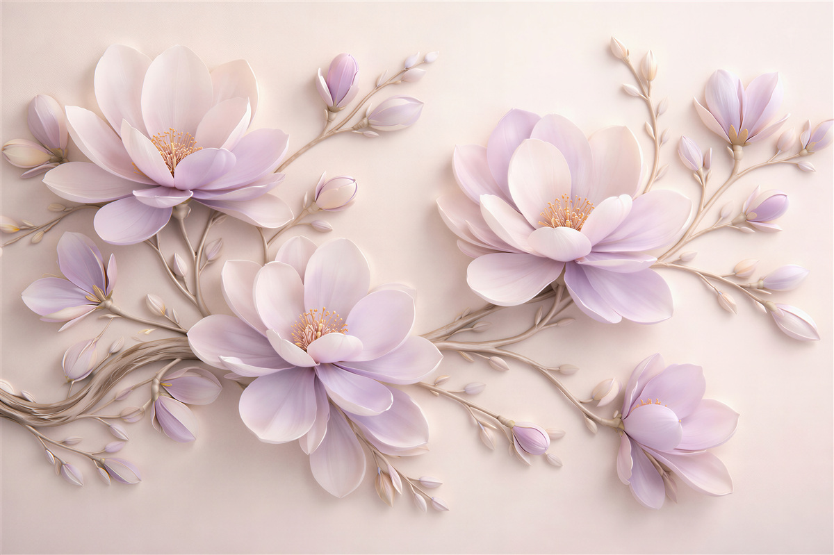 Fototapet Magnolie lavandă în înflorire elegantă