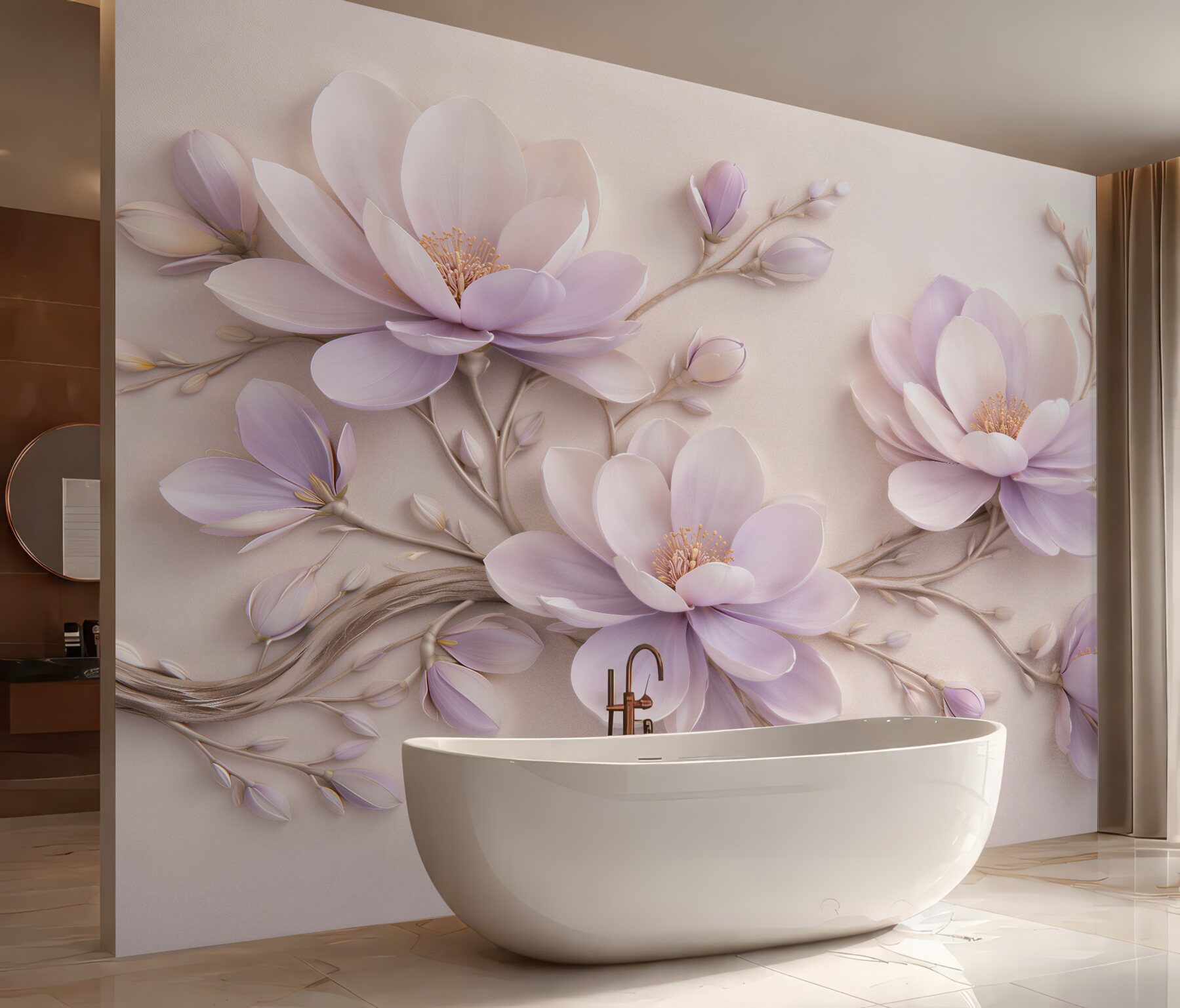 Fototapet Magnolie lavandă în înflorire elegantă