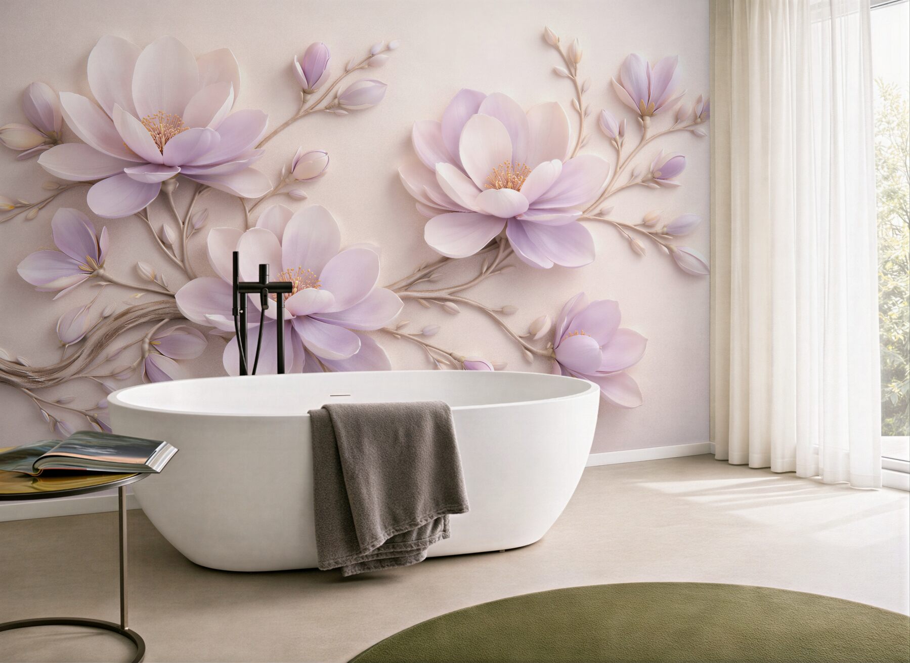 Fototapet Magnolie lavandă în înflorire elegantă