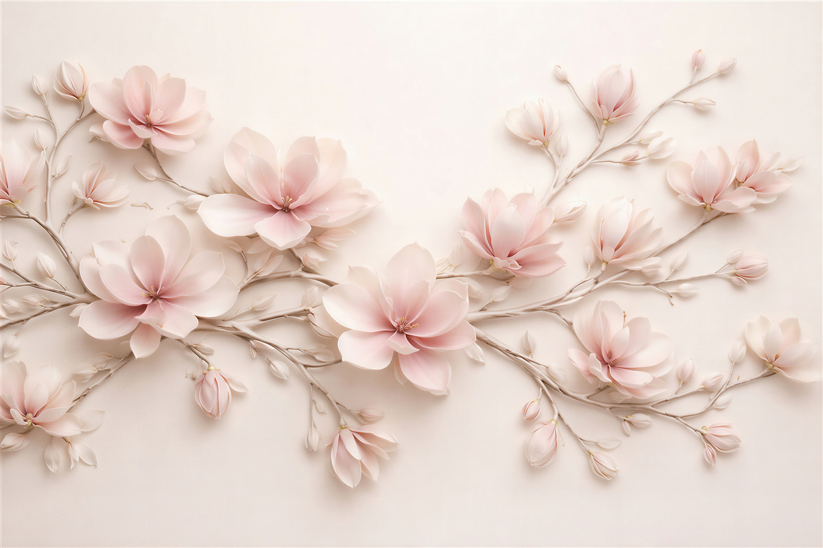 Fototapet Magnolie pudrată pe ramuri delicate