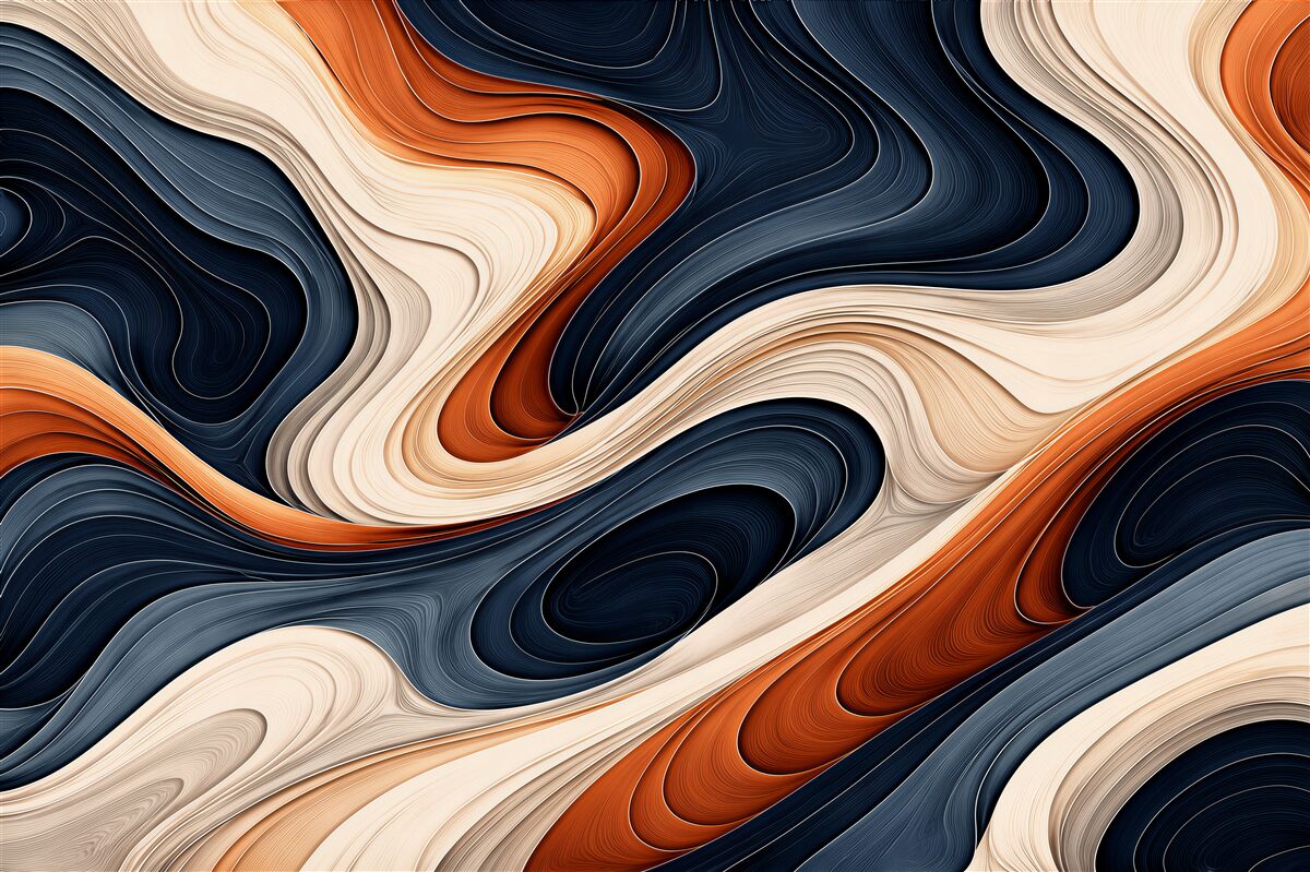 Fototapet Abstracție ondulată în bleumarin și caramel