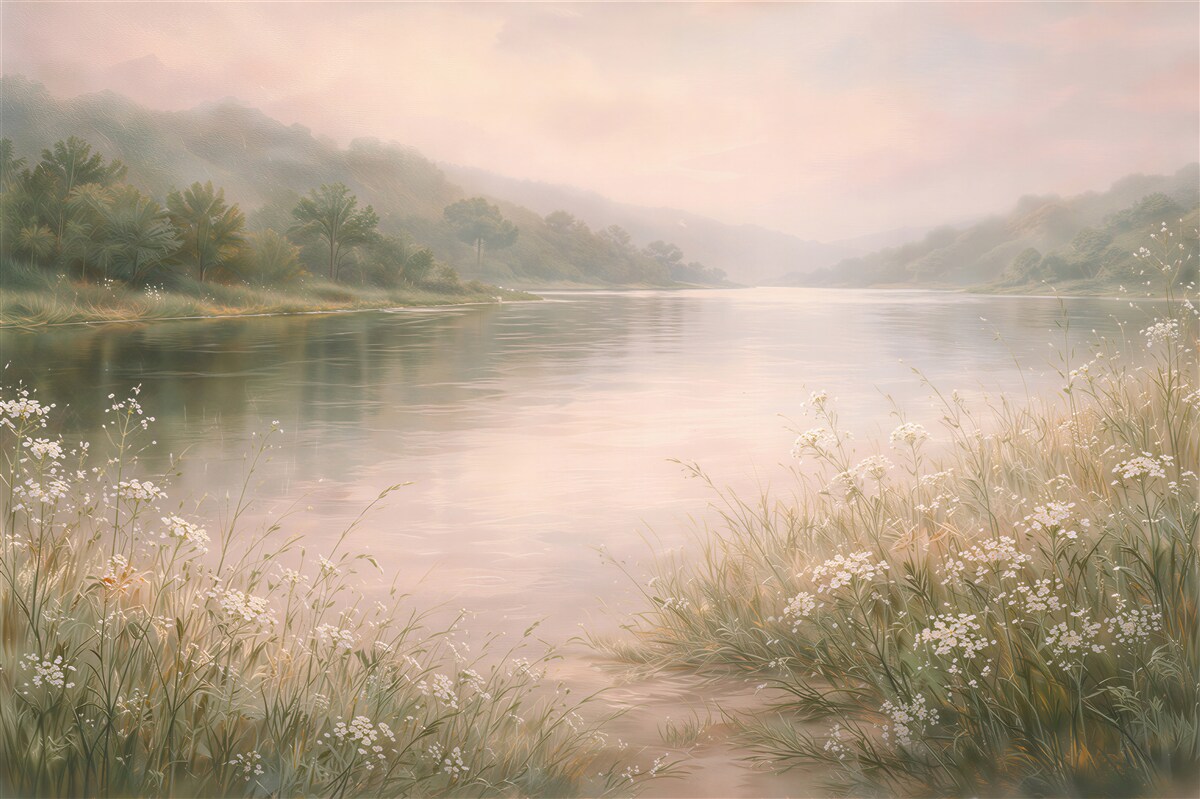 Fototapet Lac pastelat în flori
