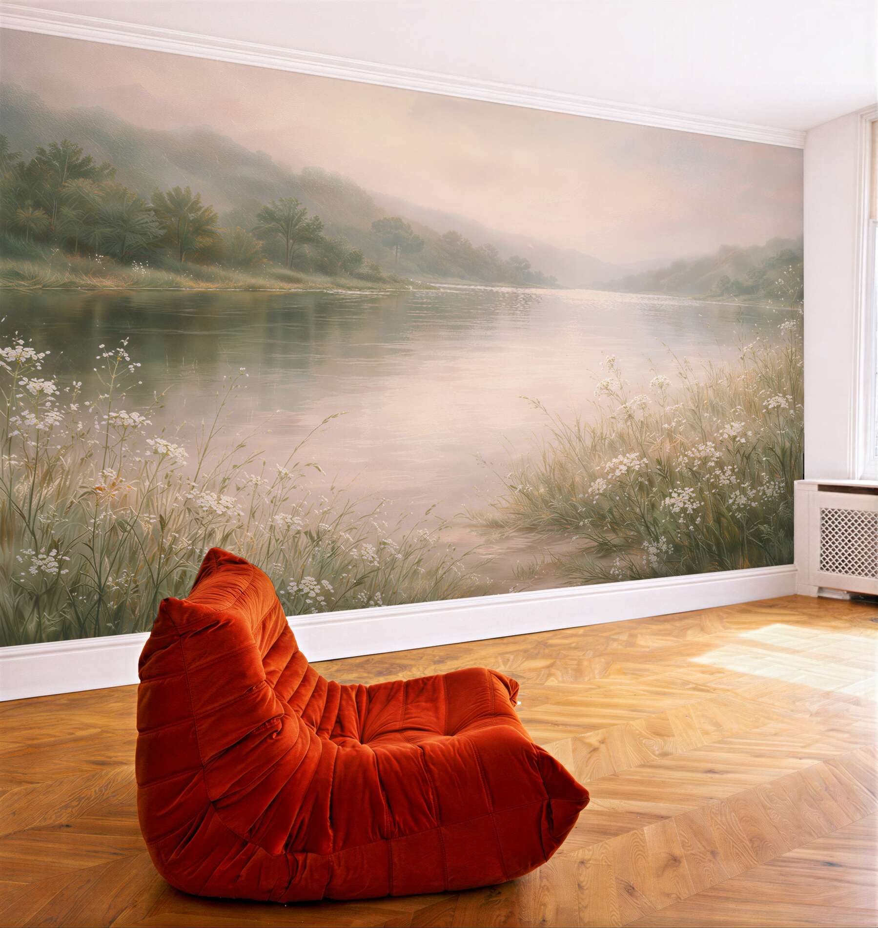 Fototapet Lac pastelat în flori
