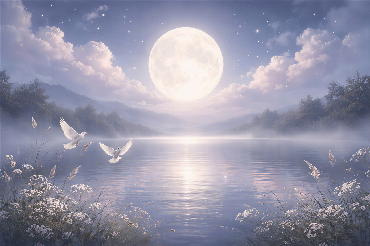 Fototapet Lac magic sub luna plină