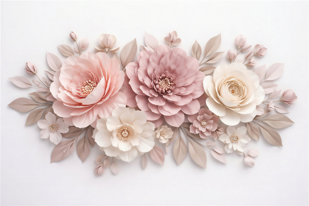 Fototapet Flori pudrate eleganță 3D