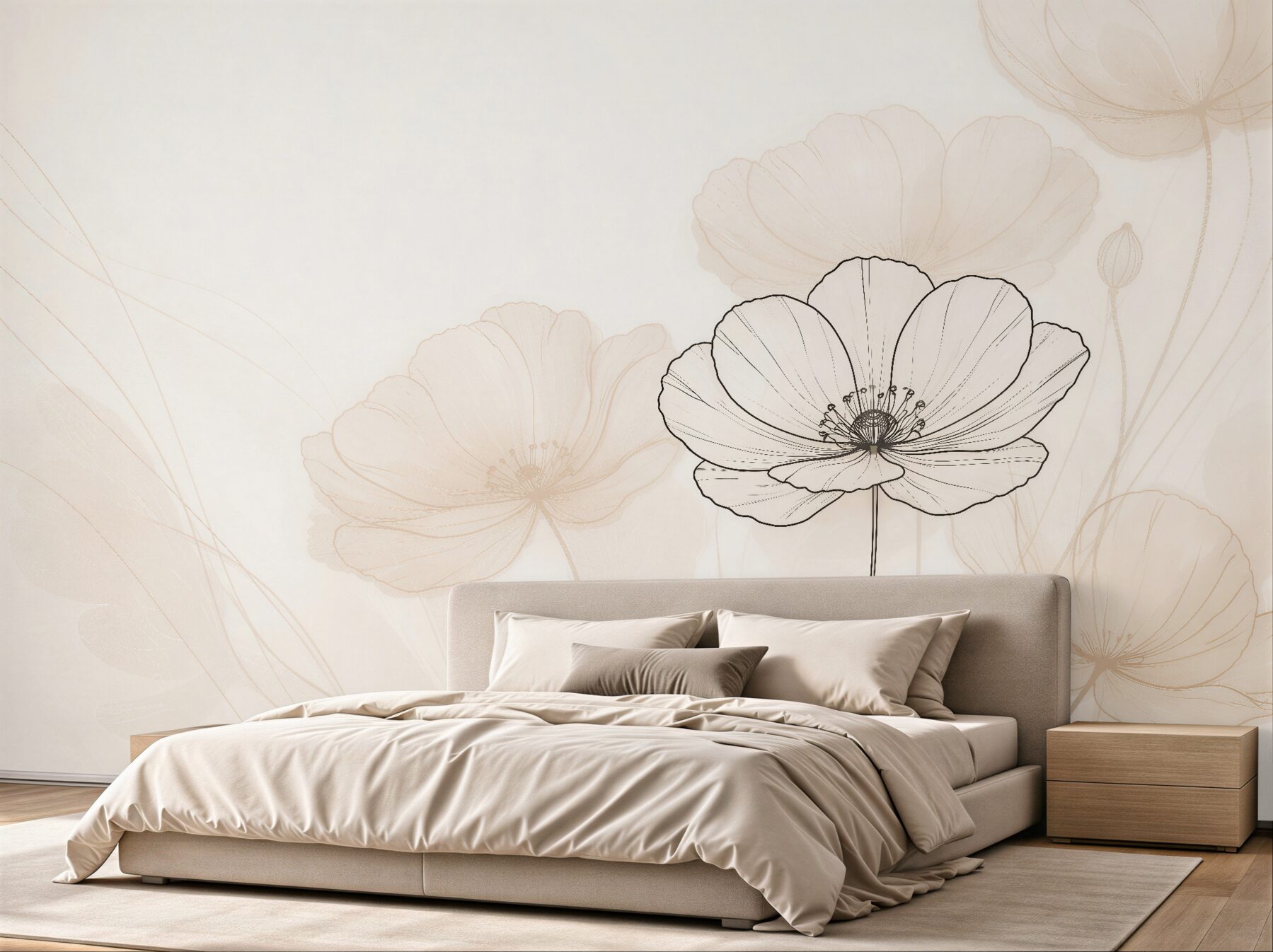 Fototapet Flori delicate în schiță